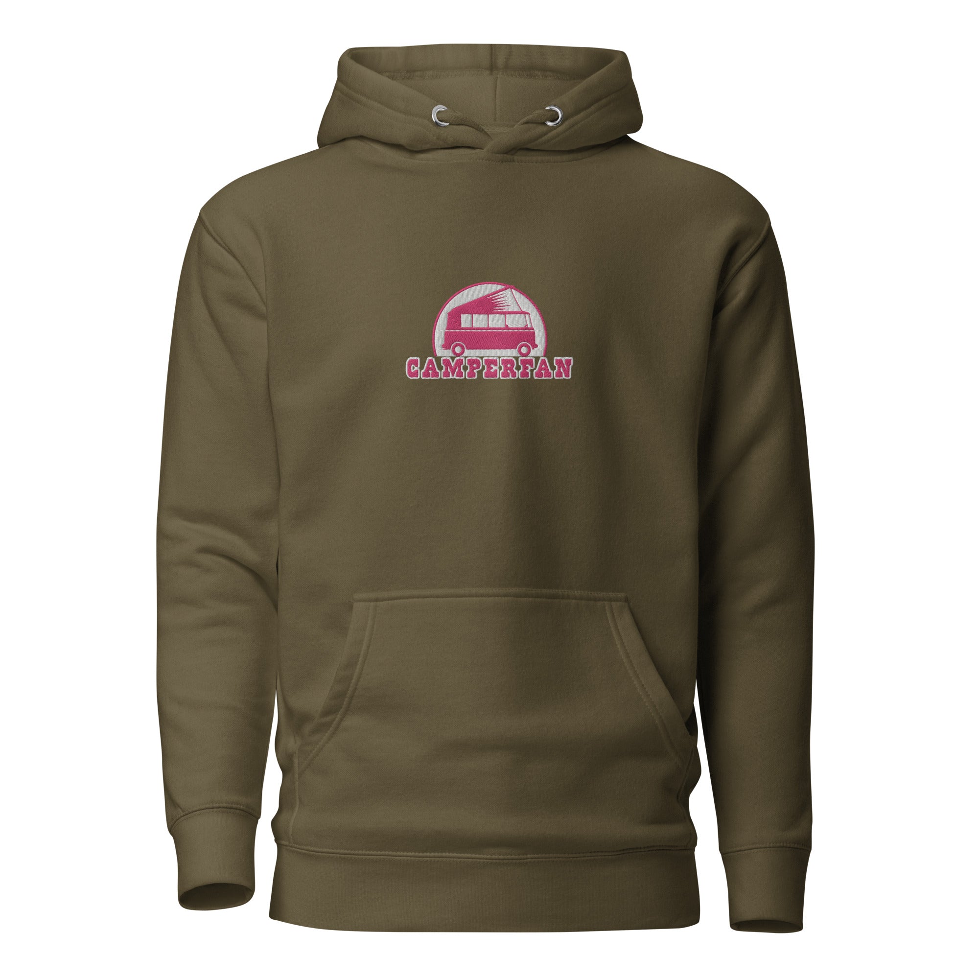 Unisex Cotton Hoodie Camperfan flamingo/white embroidered pattern