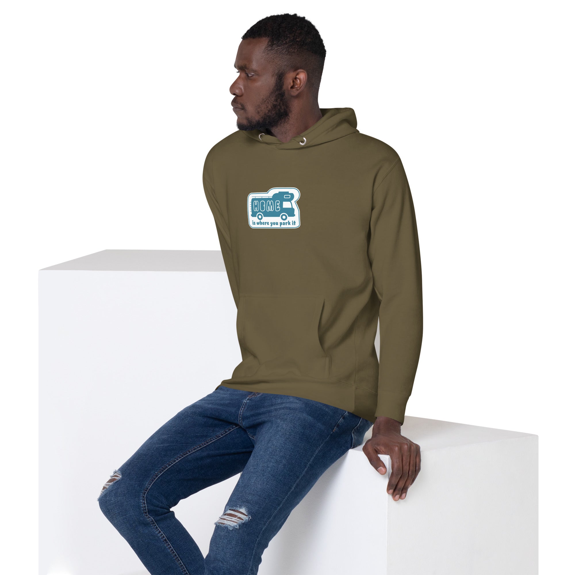 Unisex Cotton Hoodie Blue Camper Van Home is where you park it