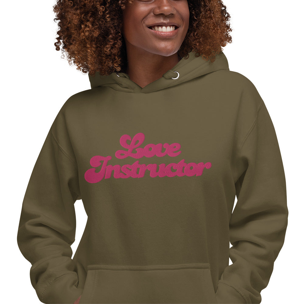 Sweat à capuche unisexe en coton Love Instructor grand motif brodé