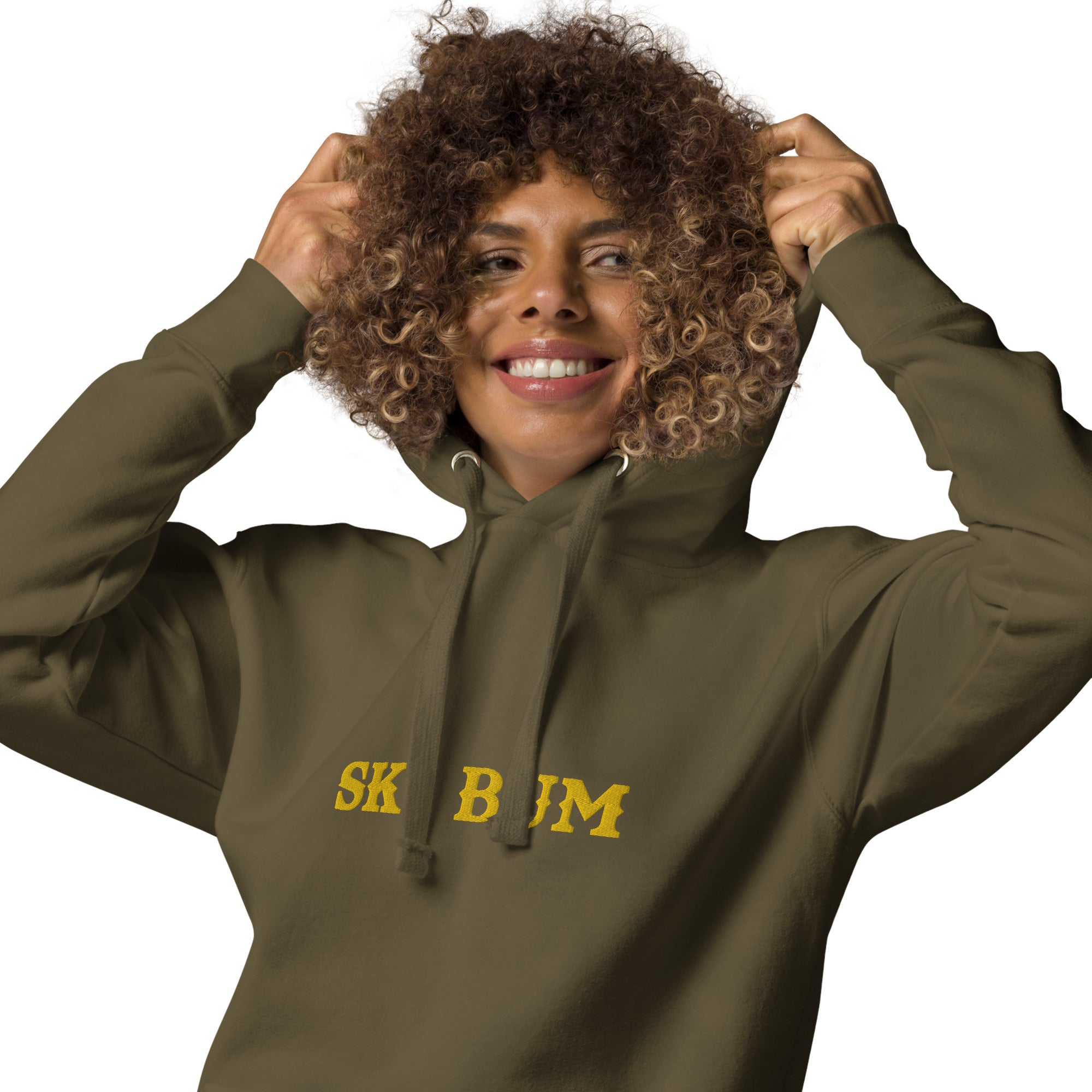 Sweat à capuche unisexe en coton Ski Bum Gold brodé