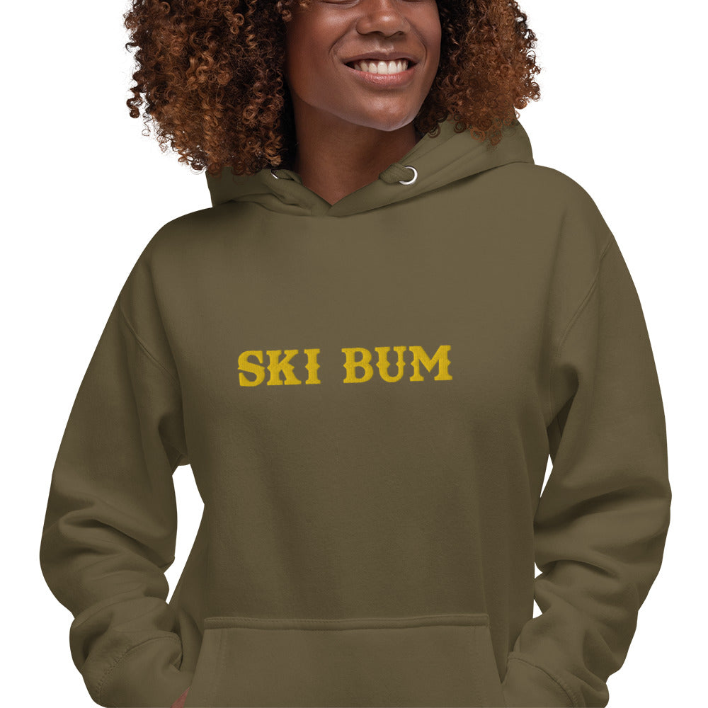 Sweat à capuche unisexe en coton Ski Bum Gold brodé