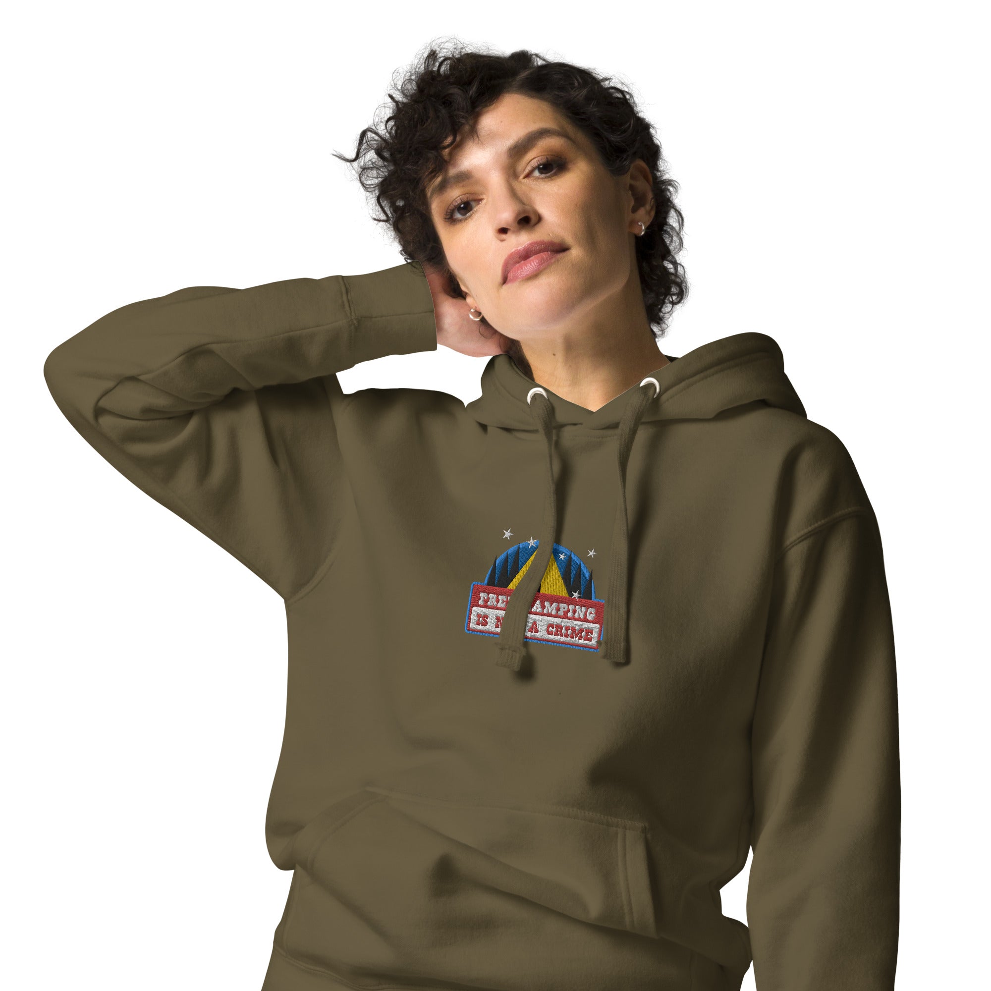 Unisex Cotton Hoodie Free camping is not a crime graphic embroidered pattern