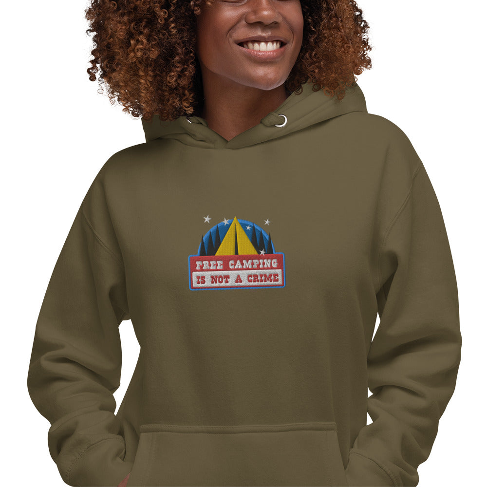 Unisex Cotton Hoodie Free camping is not a crime graphic embroidered pattern