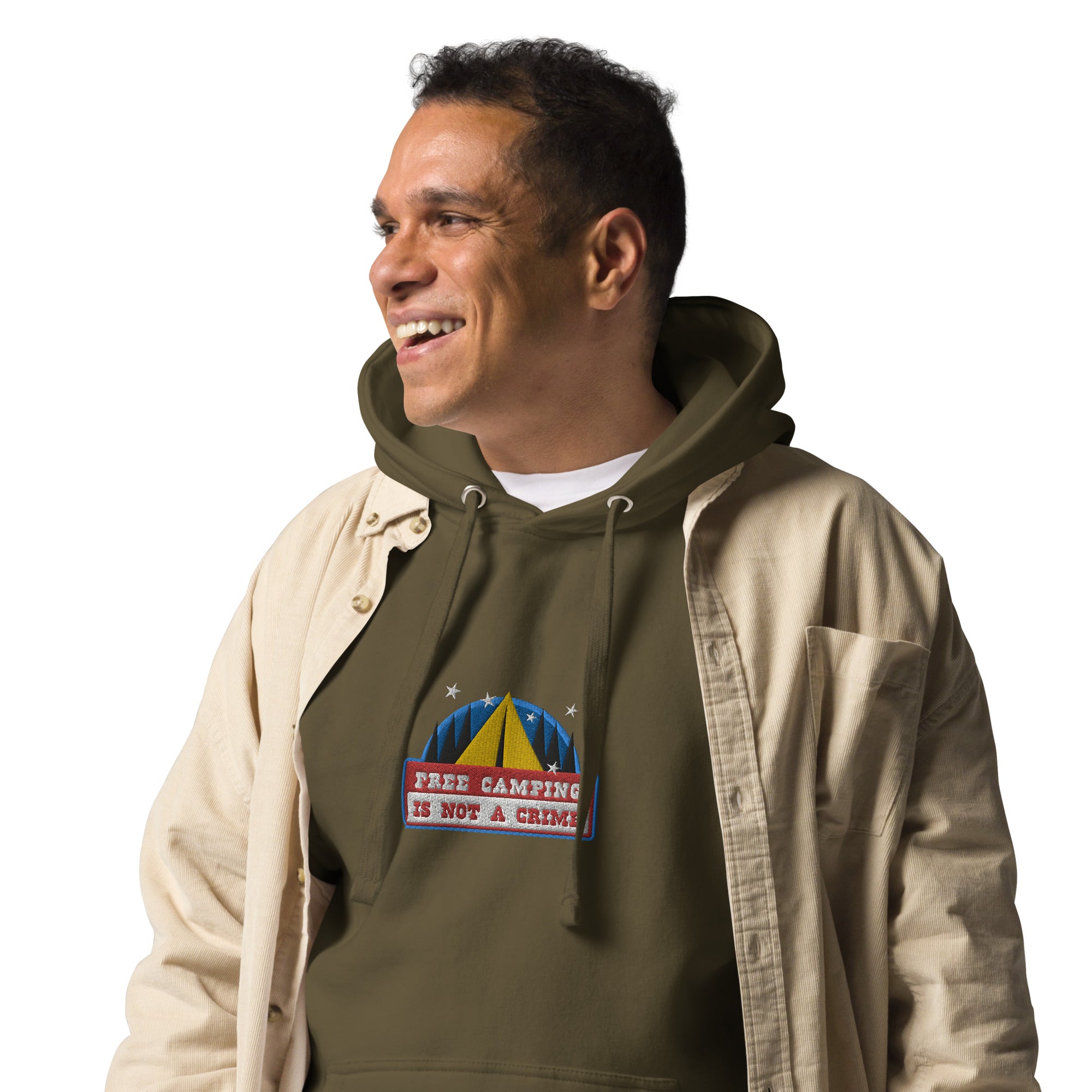 Unisex Cotton Hoodie Free camping is not a crime graphic embroidered pattern