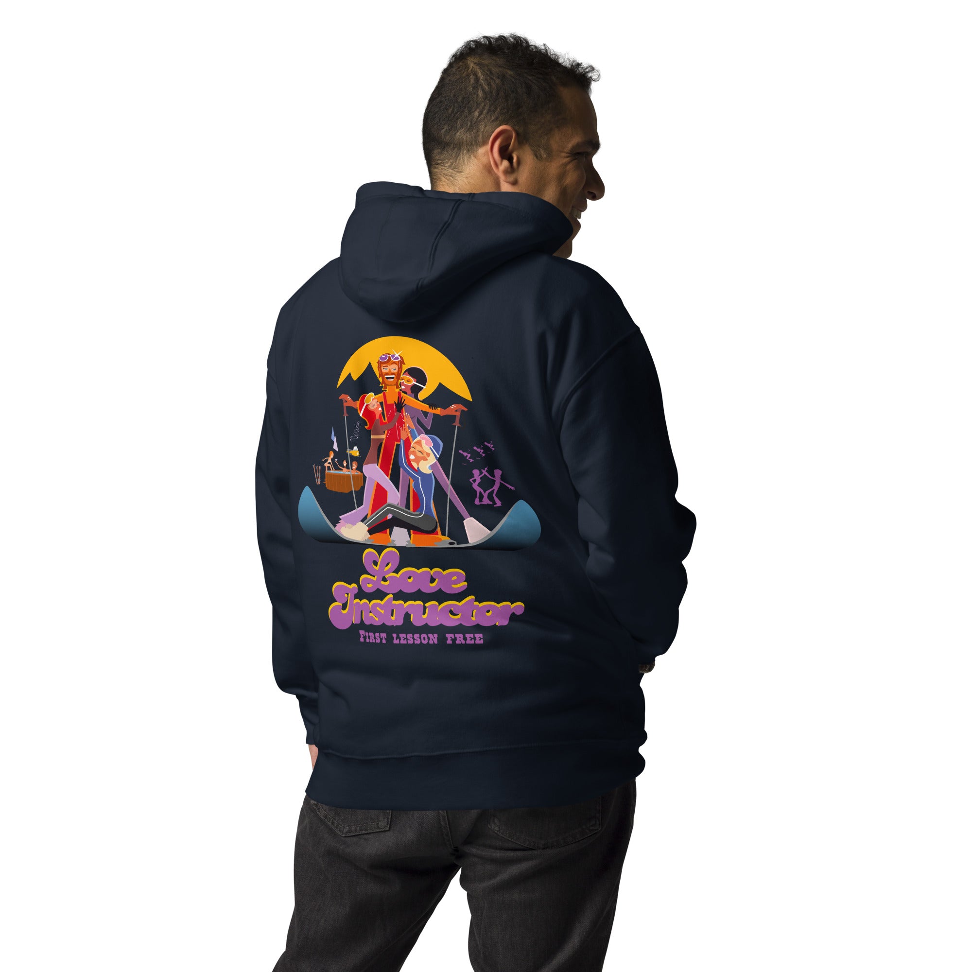 Sweat à capuche unisexe en coton Love Instructor First Lesson free grand motif dans le dos