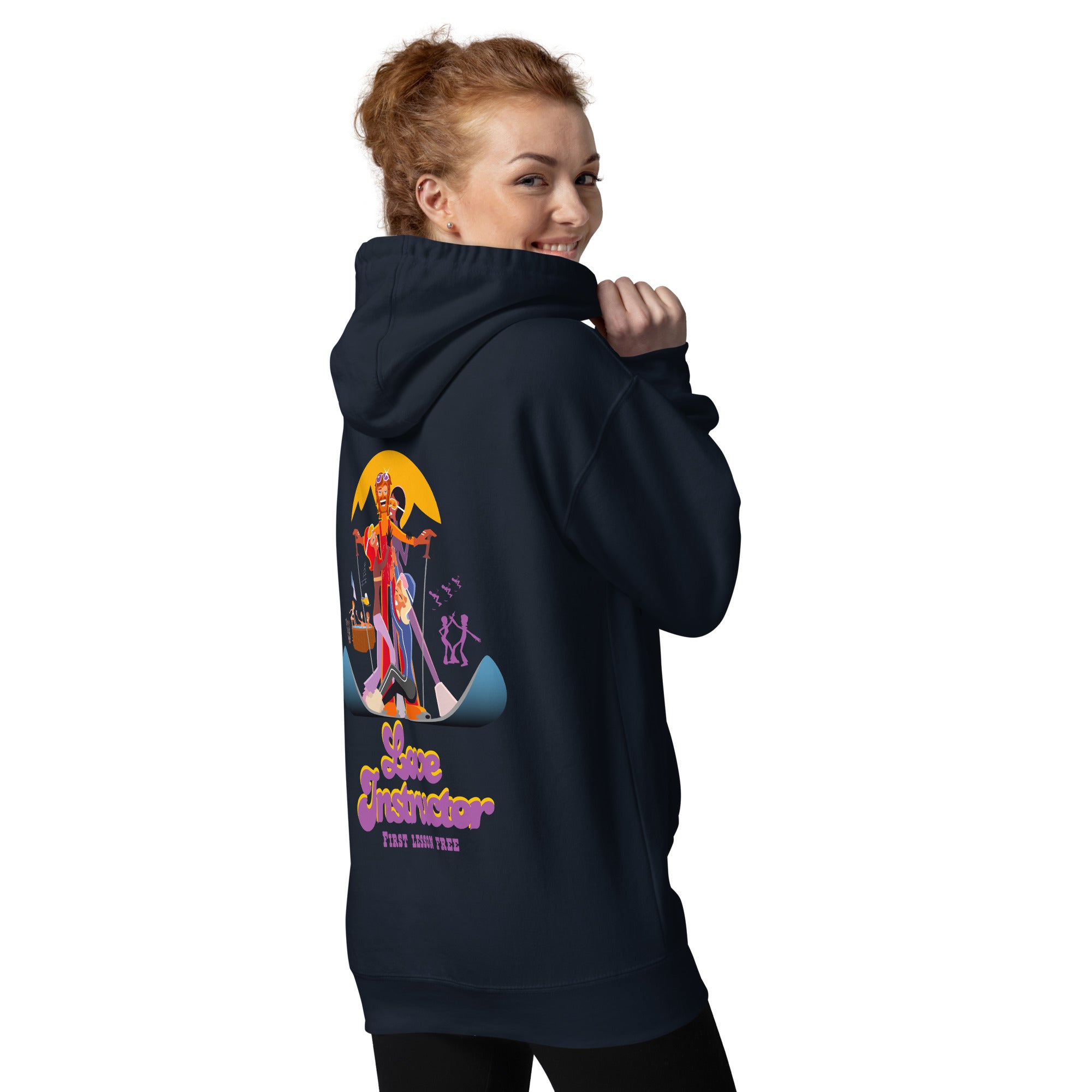 Sweat à capuche unisexe en coton Love Instructor First Lesson free grand motif dans le dos
