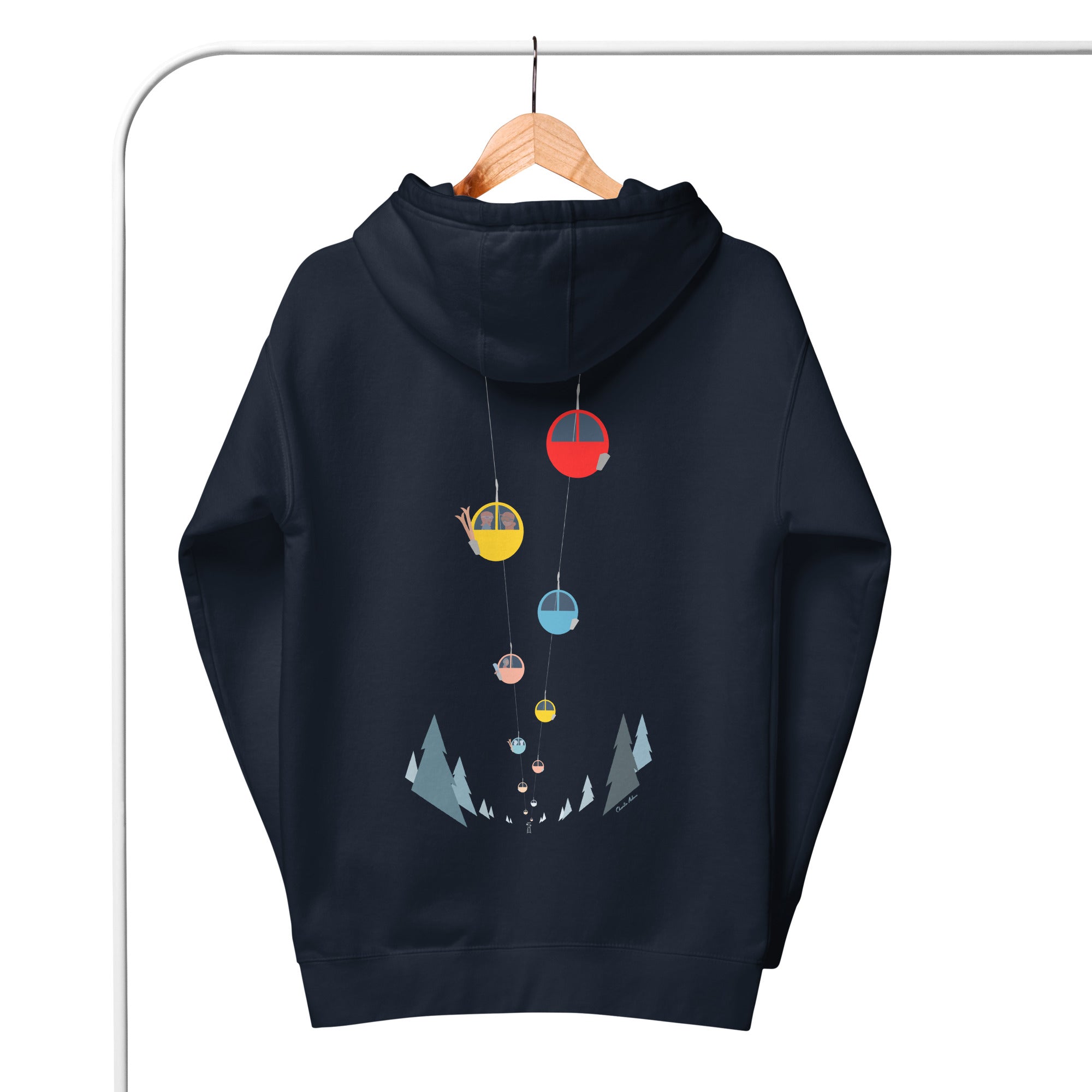 Sweat à capuche unisexe en coton Gondolas in the mist (face & dos)