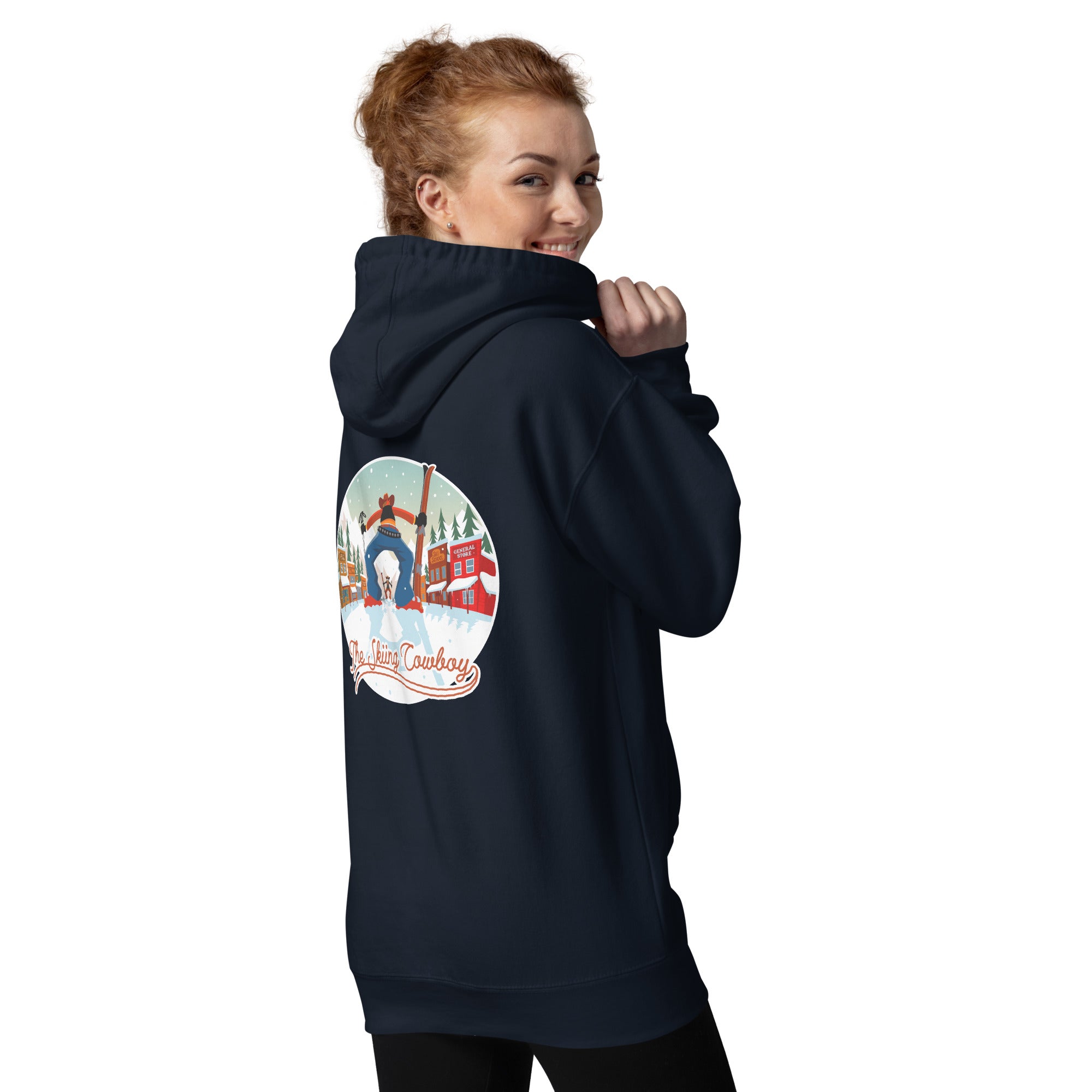 Sweat à capuche unisexe en coton Ski Fight at OK Corral (face & dos)