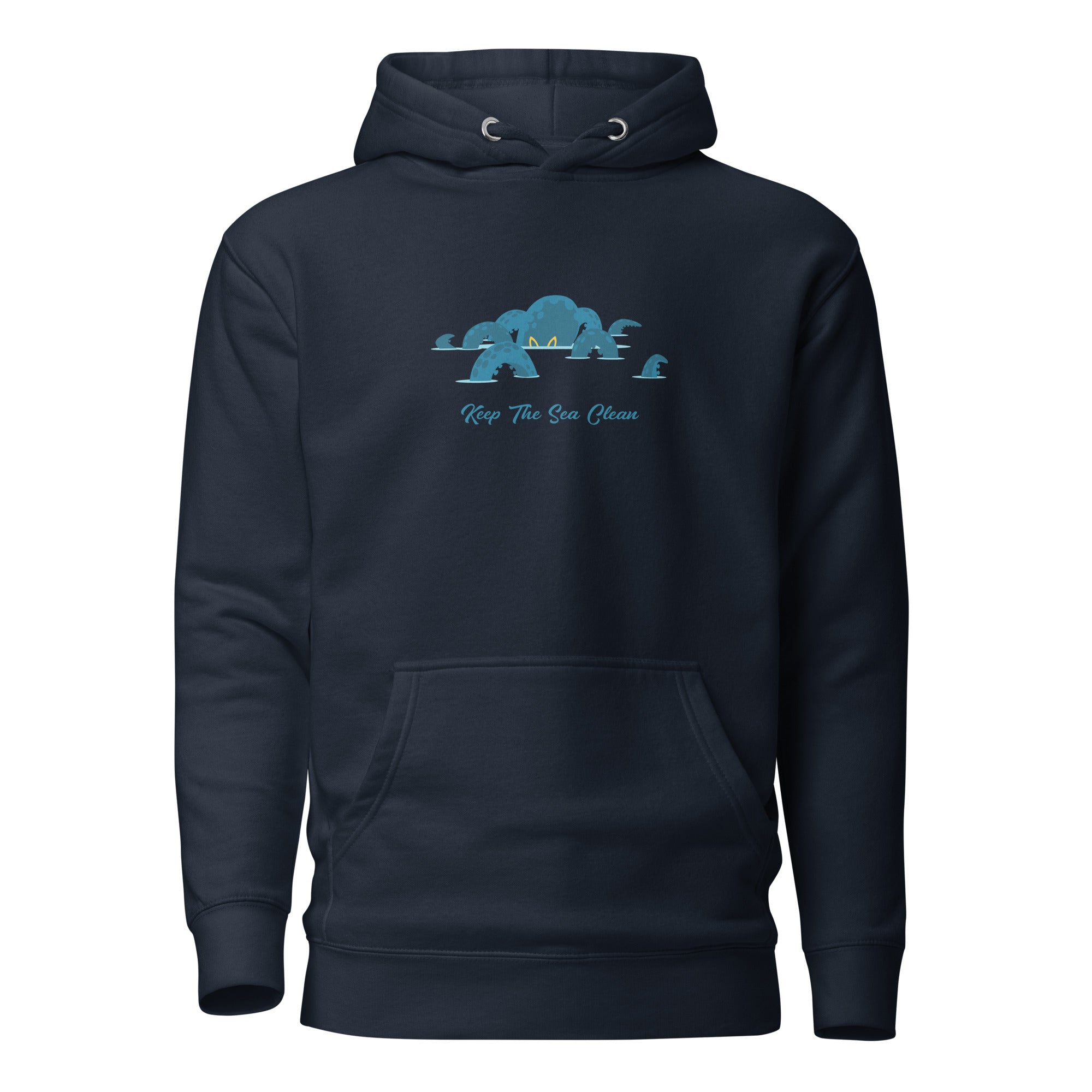 Unisex Cotton Hoodie Octopus Blue on dark colors