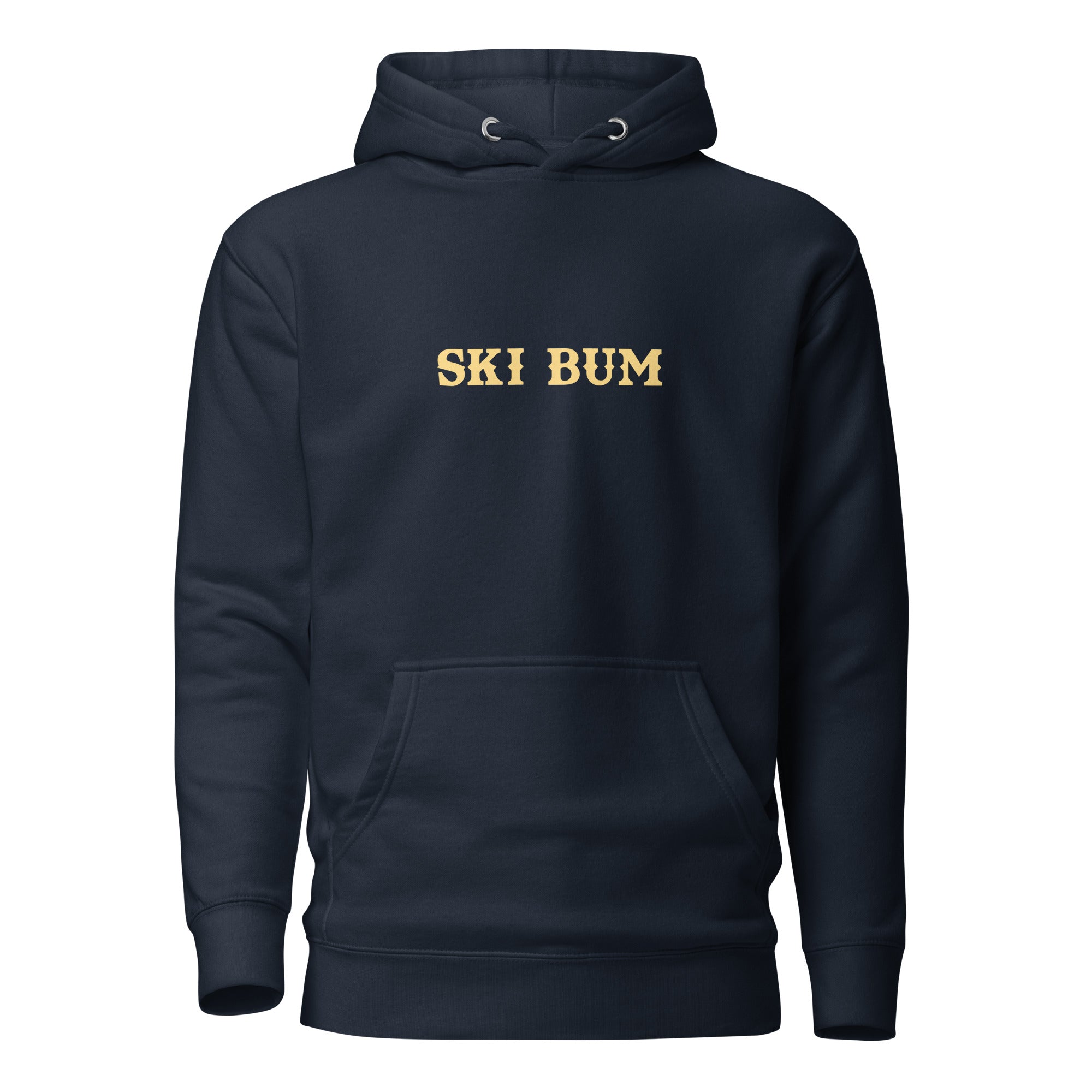 Sweat à capuche unisexe en coton Ski Bum texte clair (face & dos)