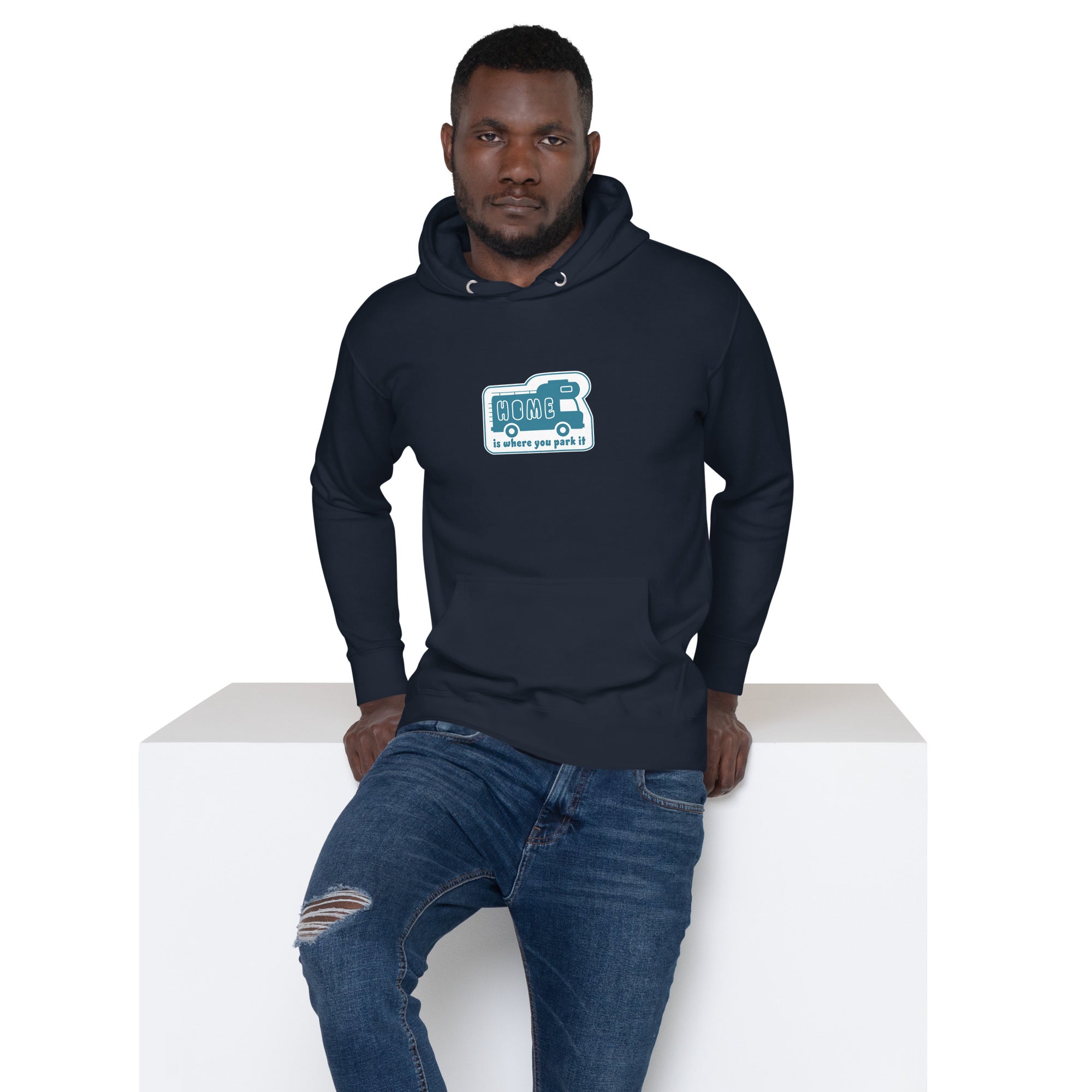 Unisex Cotton Hoodie Blue Camper Van Home is where you park it