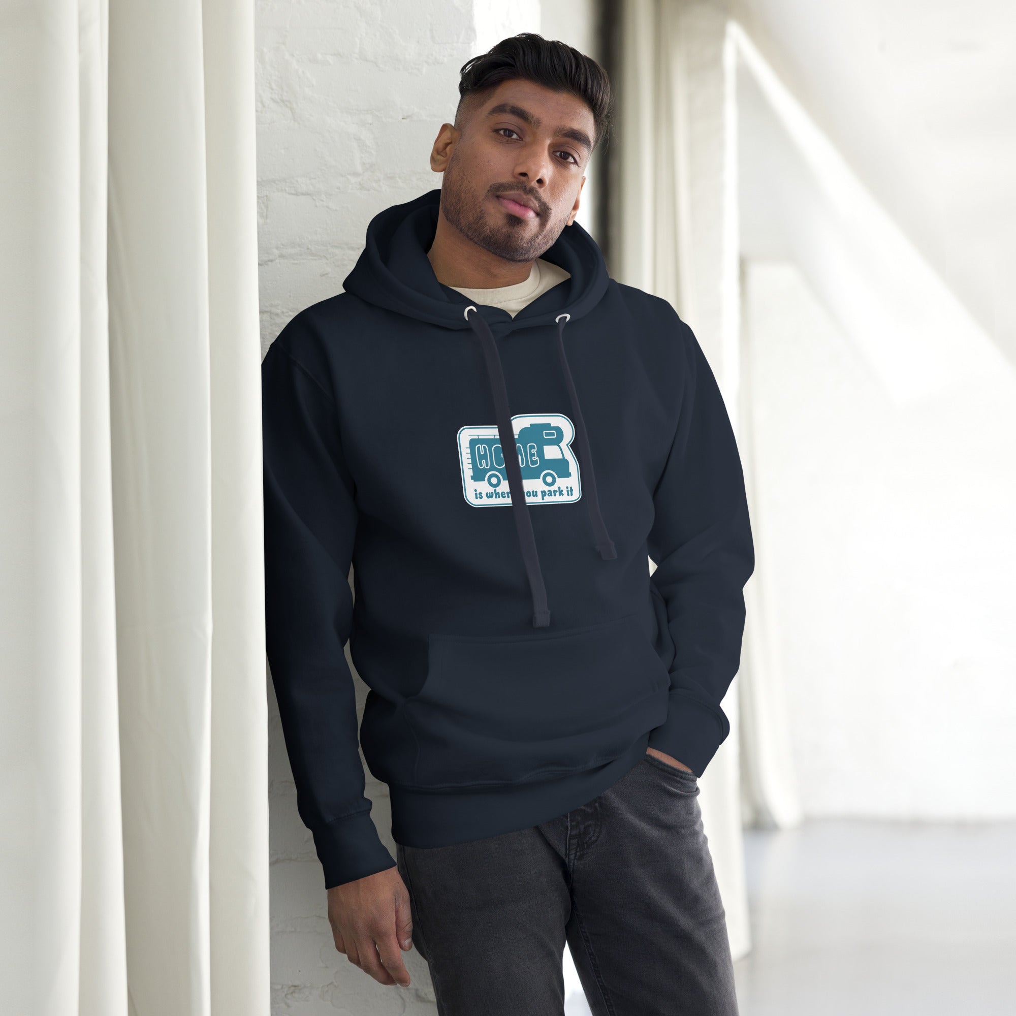 Unisex Cotton Hoodie Blue Camper Van Home is where you park it