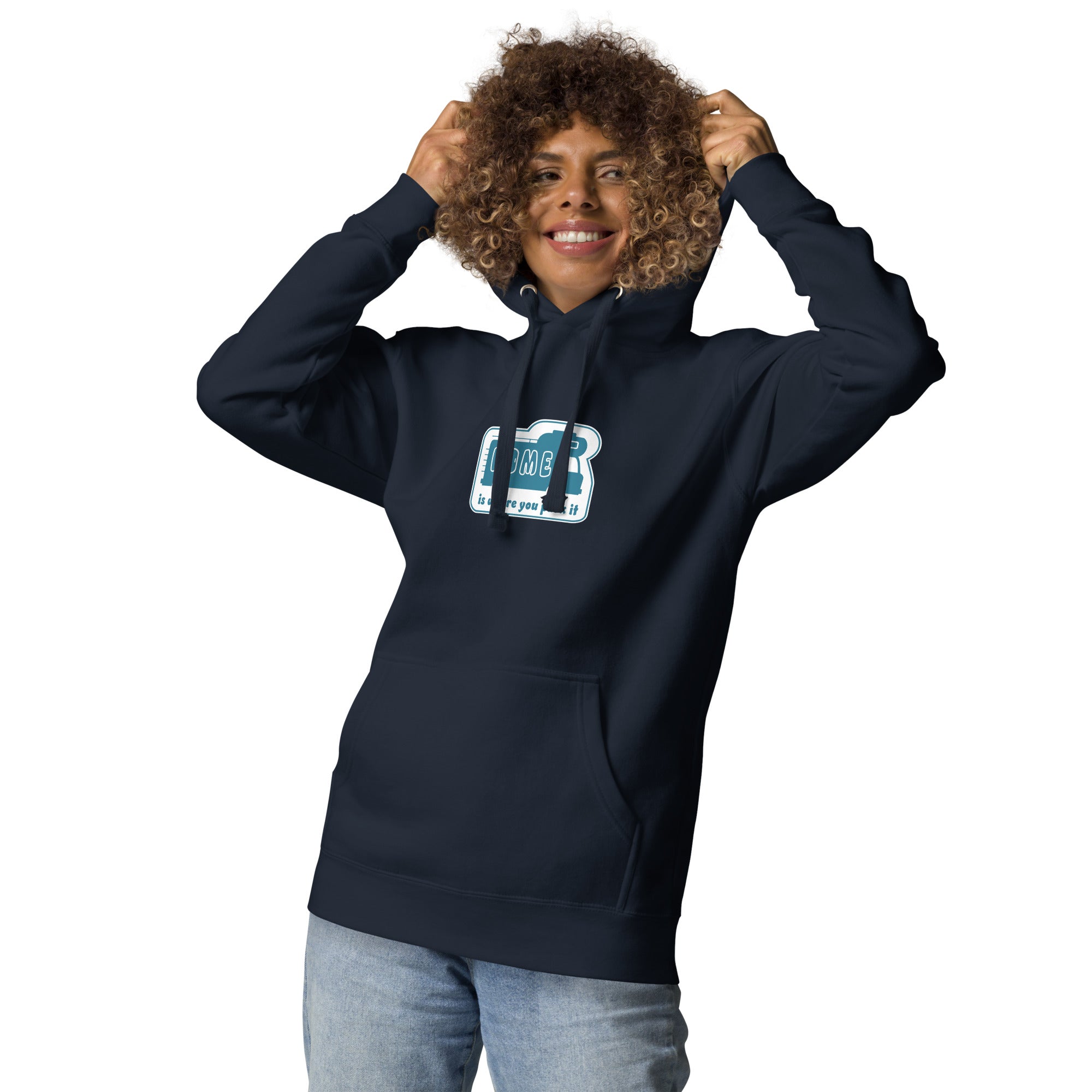 Unisex Cotton Hoodie Blue Camper Van Home is where you park it