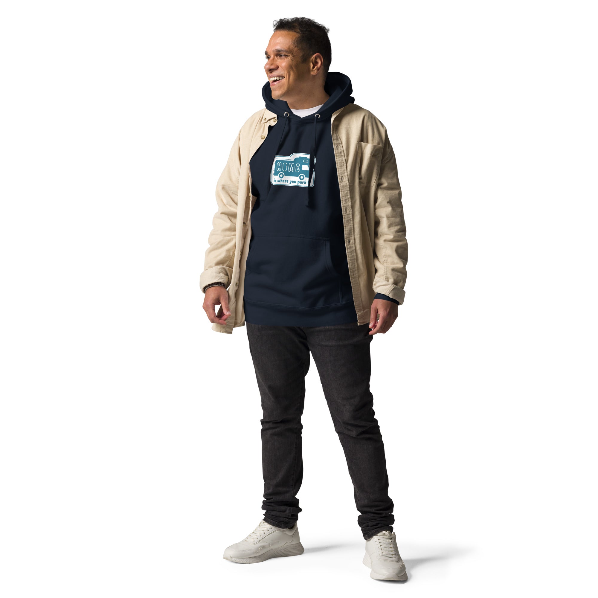 Unisex Cotton Hoodie Blue Camper Van Home is where you park it