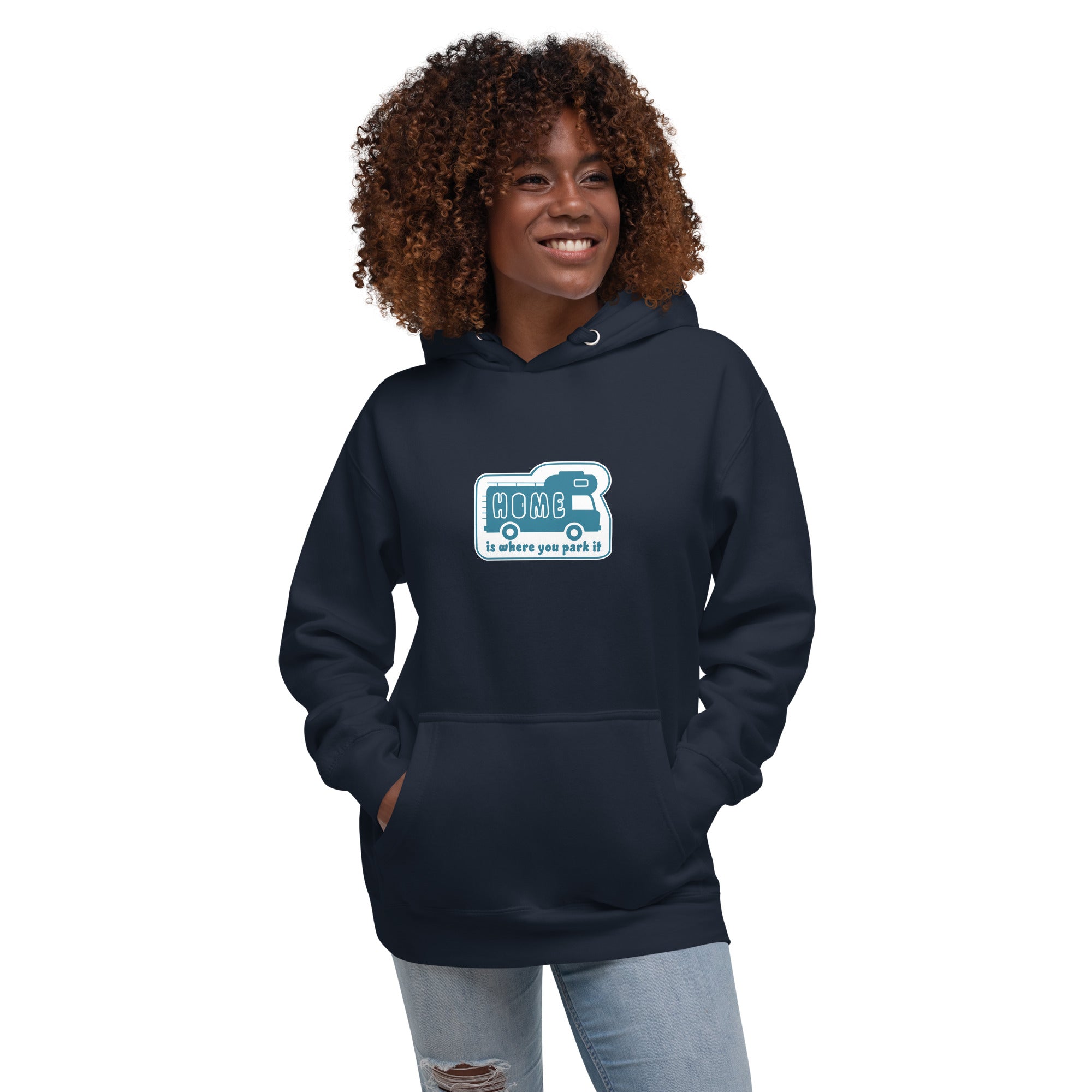 Unisex Cotton Hoodie Blue Camper Van Home is where you park it