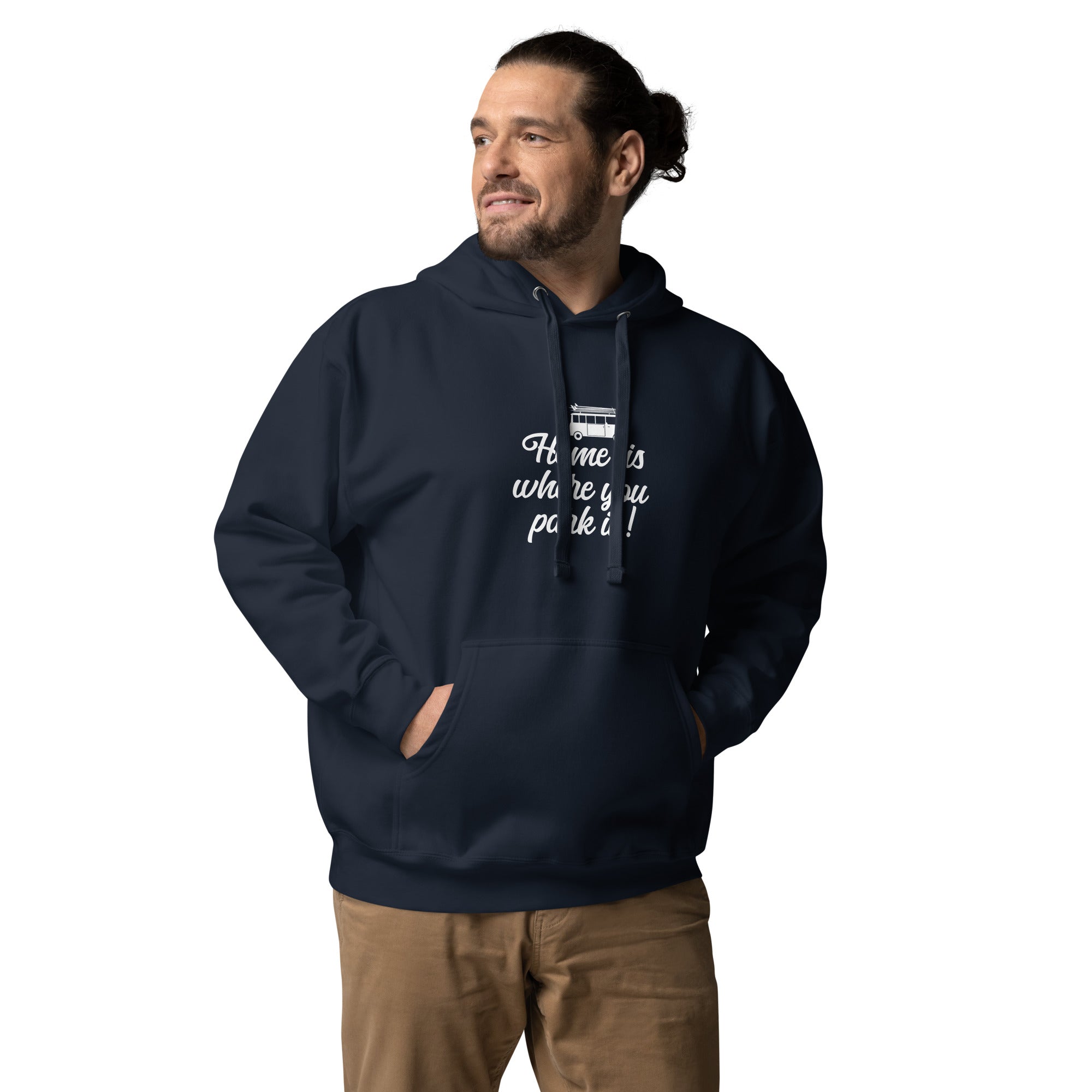 Unisex Cotton Hoodie White Surf Combi Home is where you park it