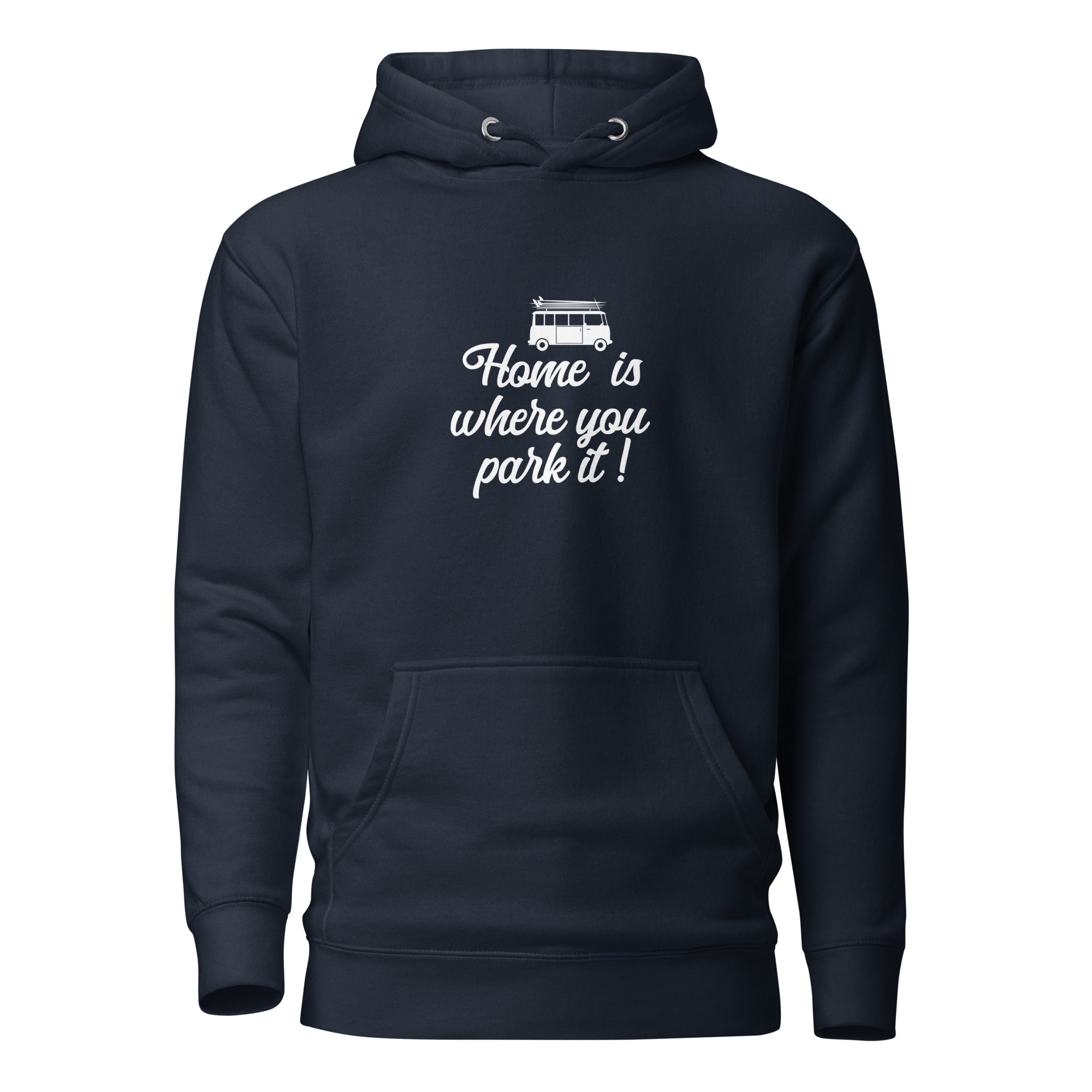 Unisex Cotton Hoodie White Surf Combi Home is where you park it