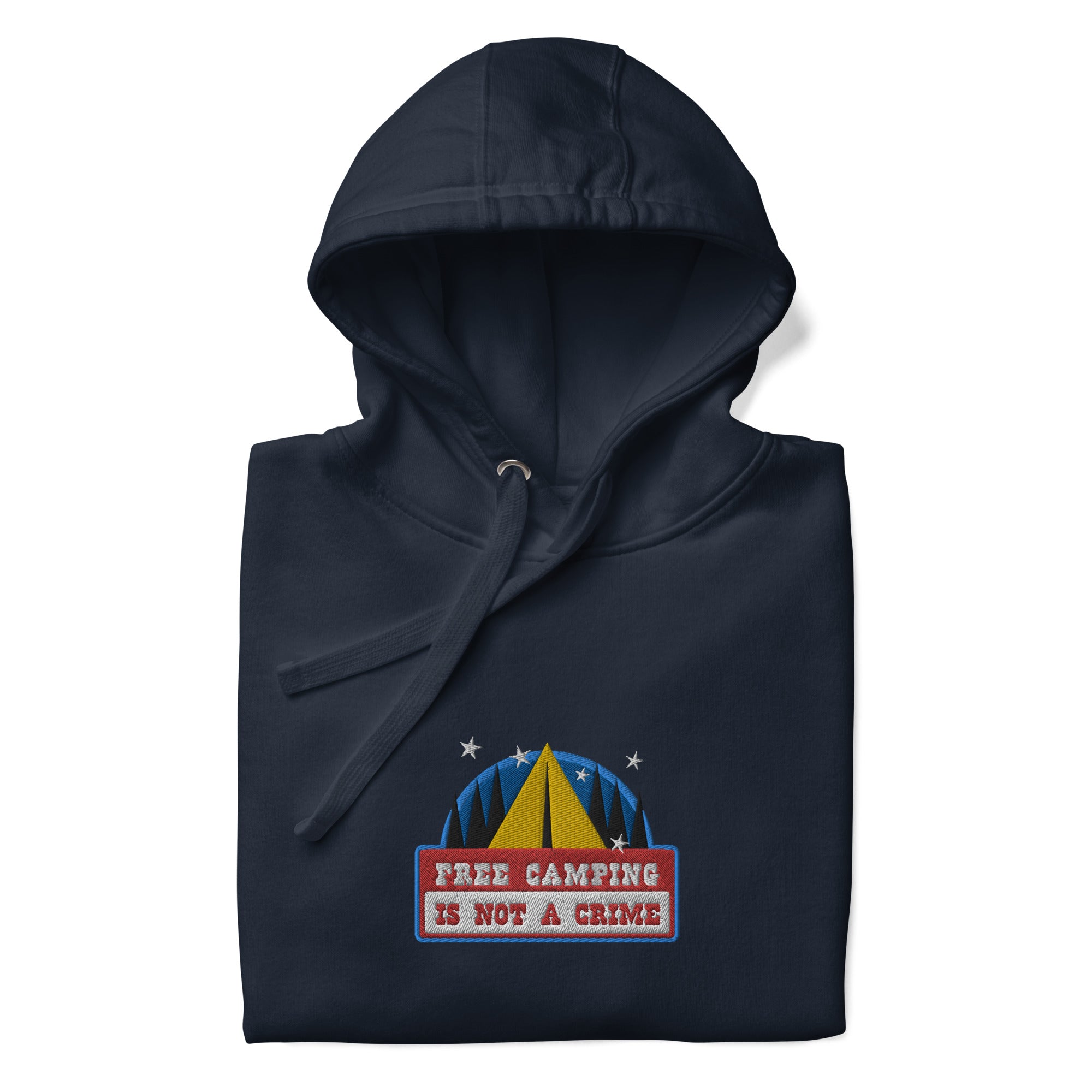 Unisex Cotton Hoodie Free camping is not a crime graphic embroidered pattern