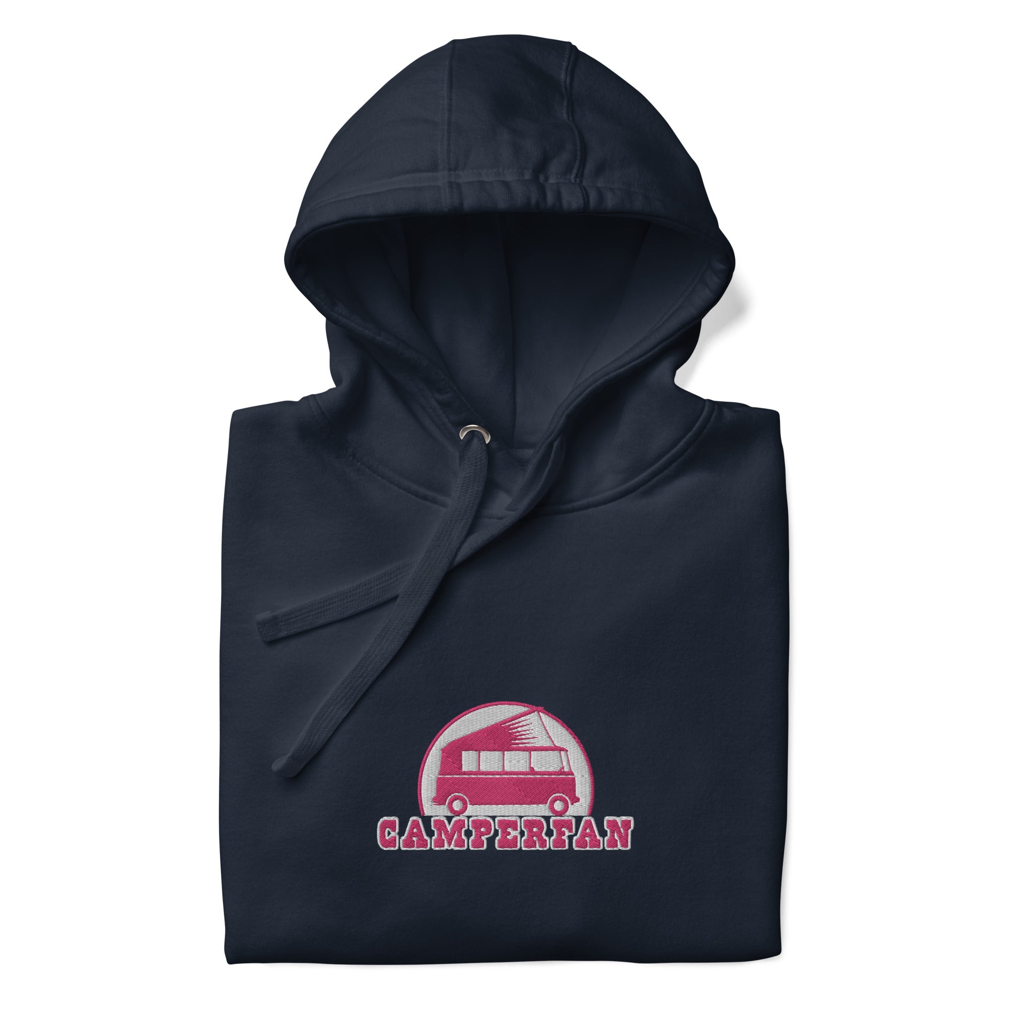 Unisex Cotton Hoodie Camperfan flamingo/white embroidered pattern