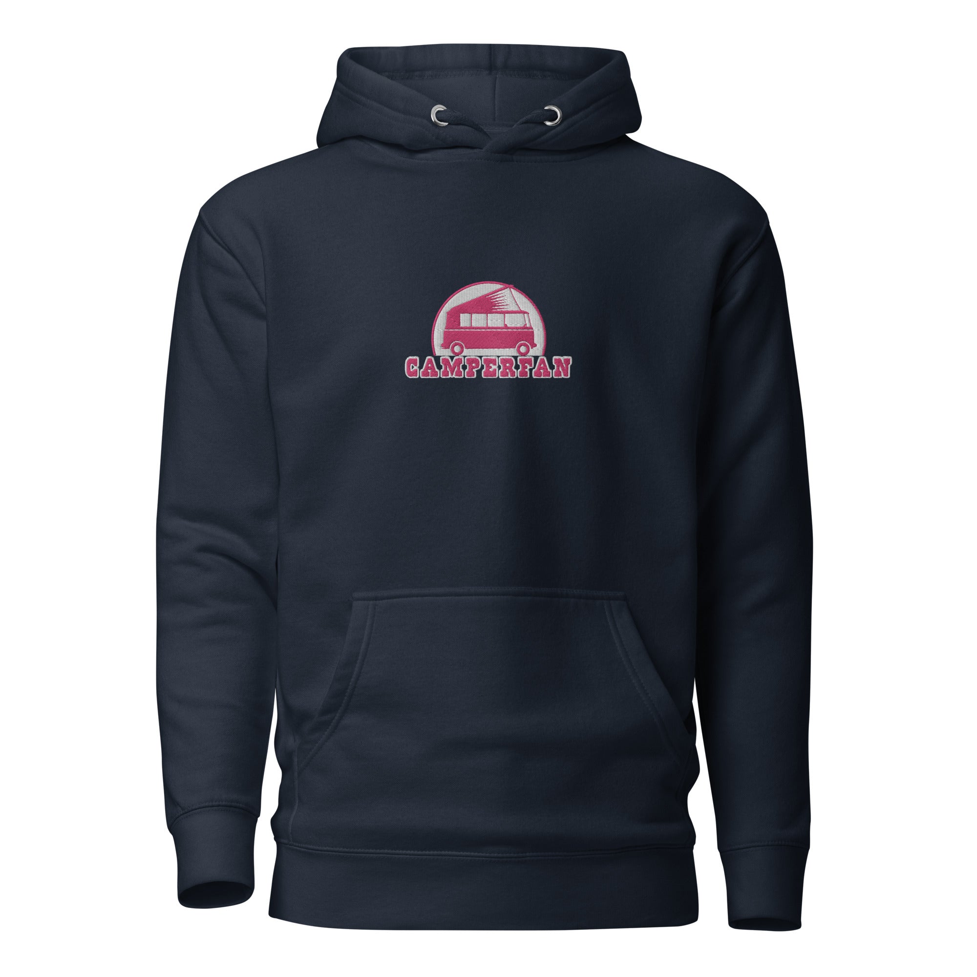 Unisex Cotton Hoodie Camperfan flamingo/white embroidered pattern