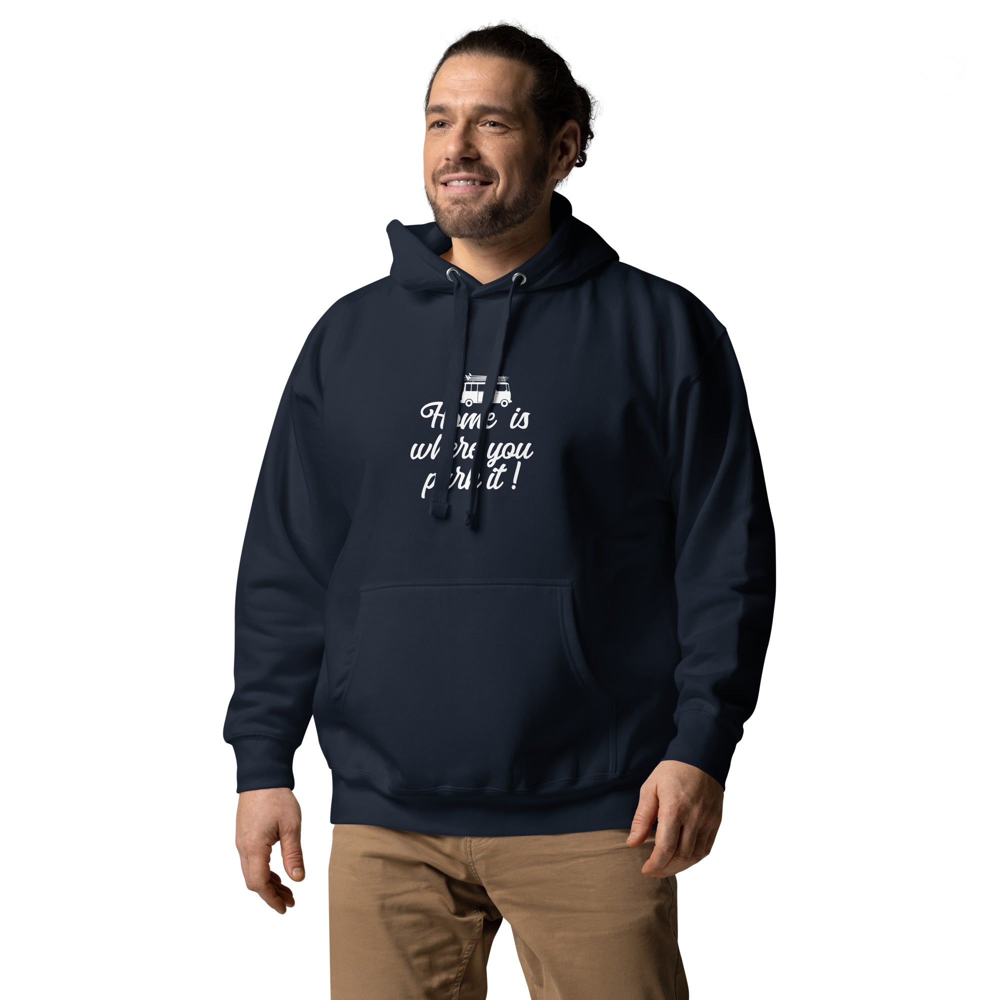 Unisex Cotton Hoodie White Surf Combi Home is where you park it