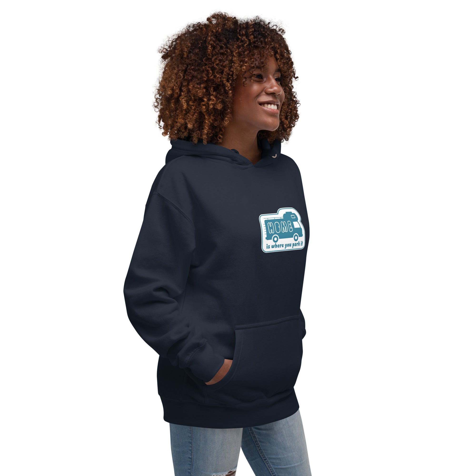 Unisex Cotton Hoodie Blue Camper Van Home is where you park it