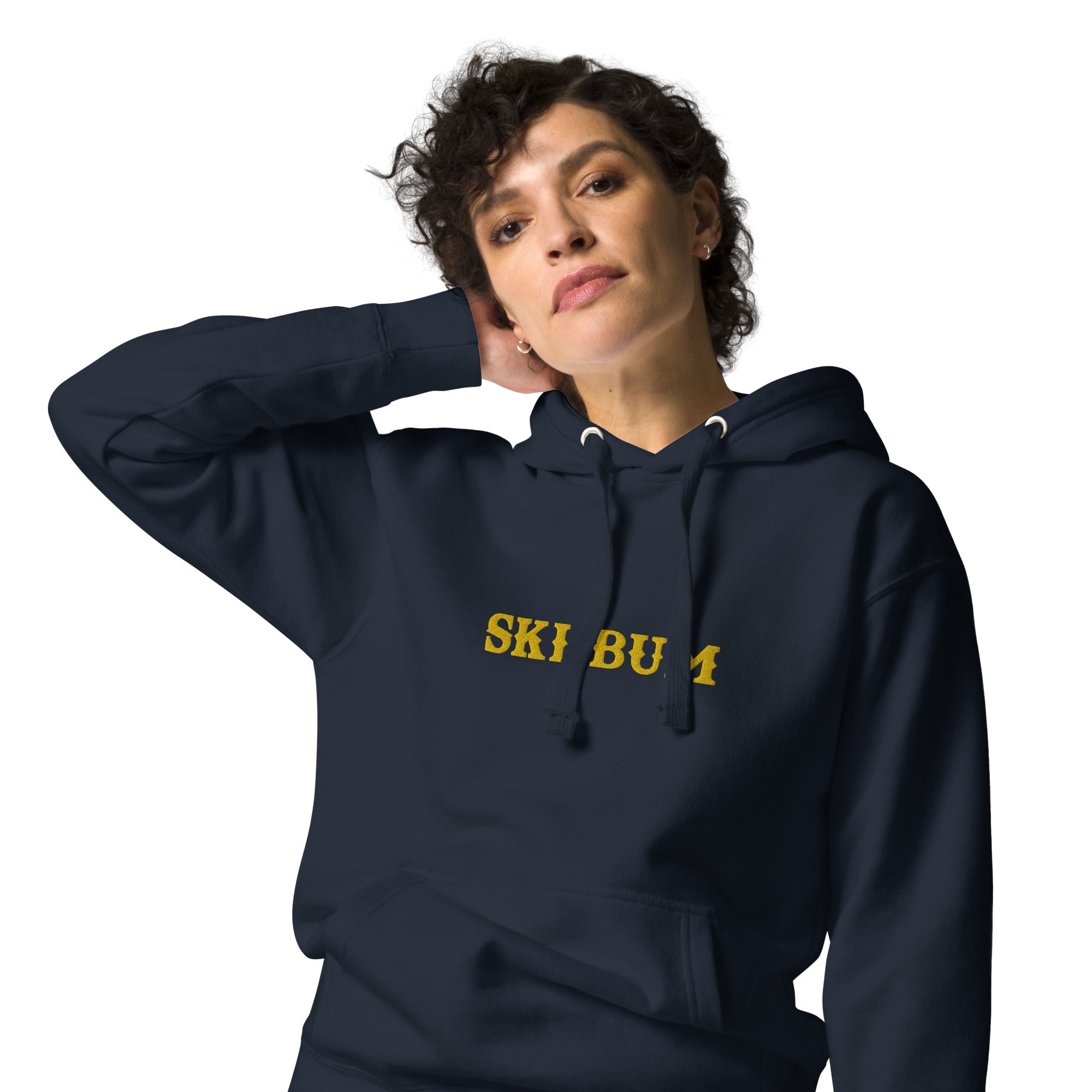 Sweat à capuche unisexe en coton Ski Bum Gold brodé