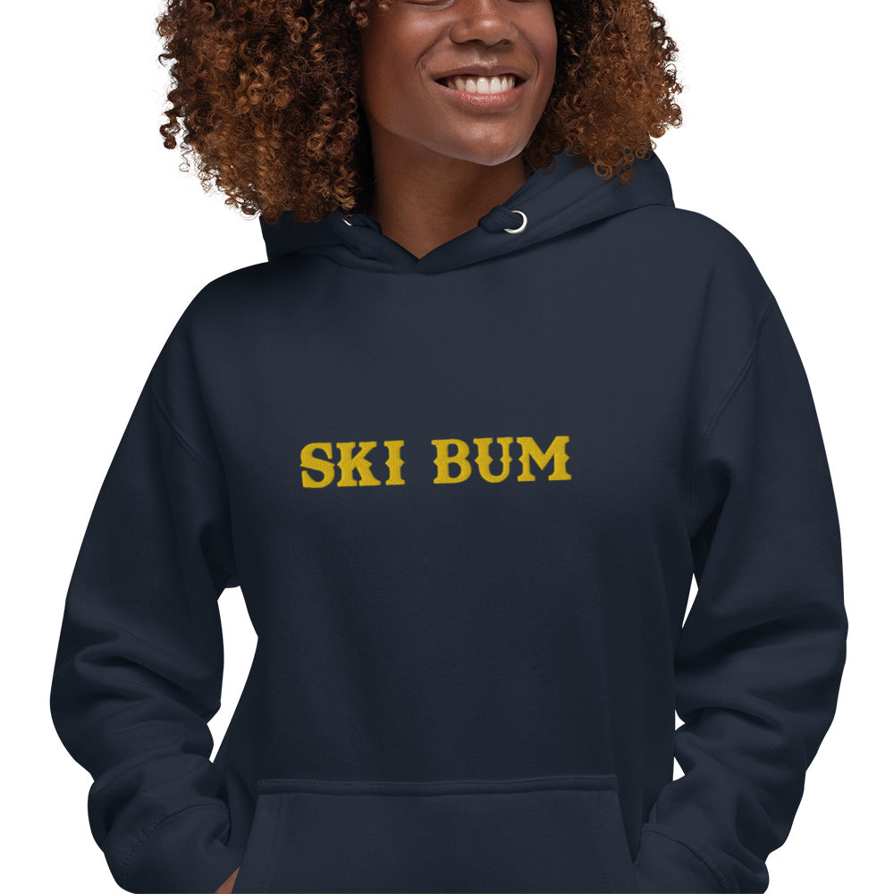Sweat à capuche unisexe en coton Ski Bum Gold brodé