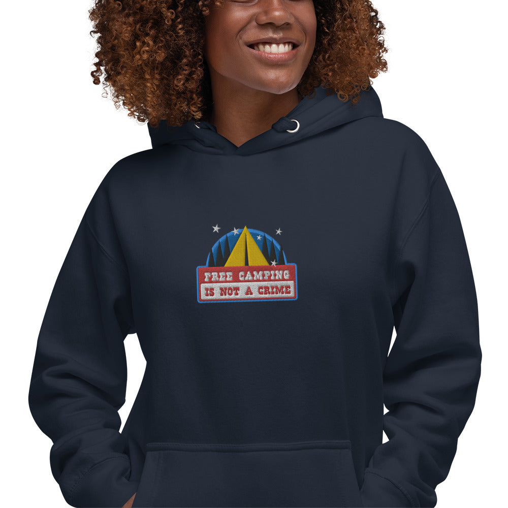 Unisex Cotton Hoodie Free camping is not a crime graphic embroidered pattern
