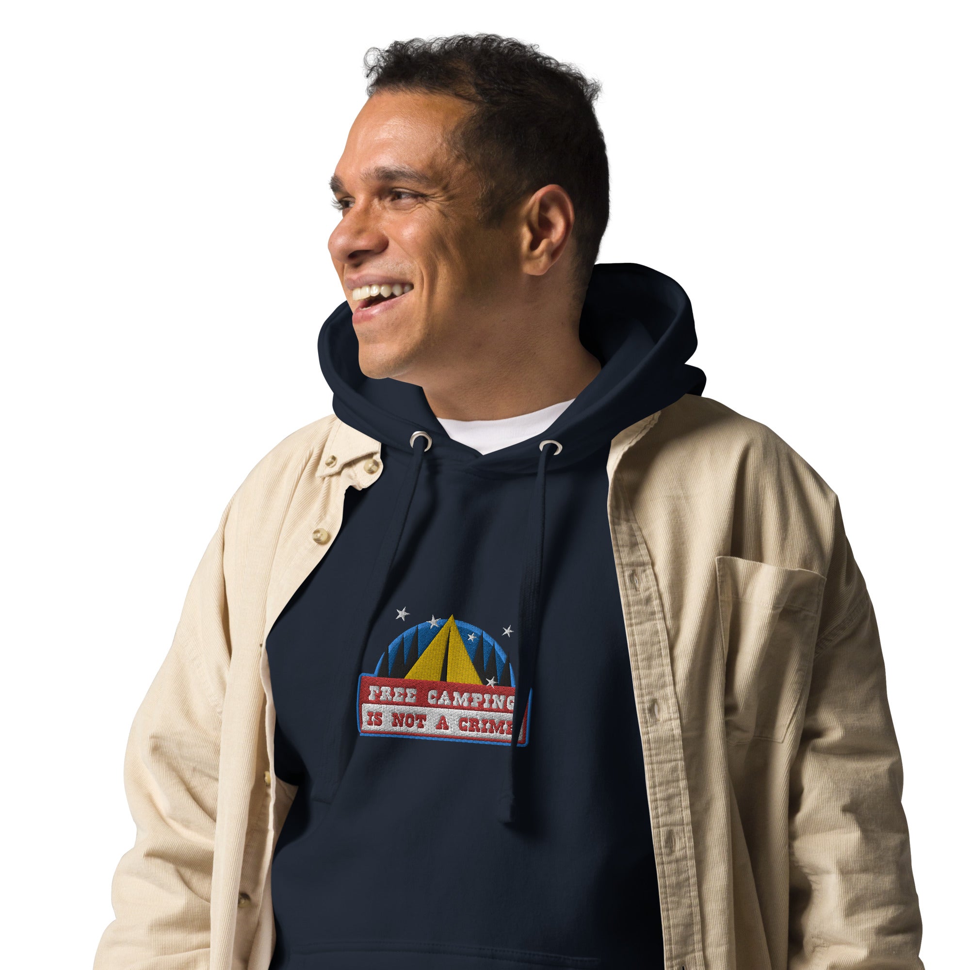 Unisex Cotton Hoodie Free camping is not a crime graphic embroidered pattern