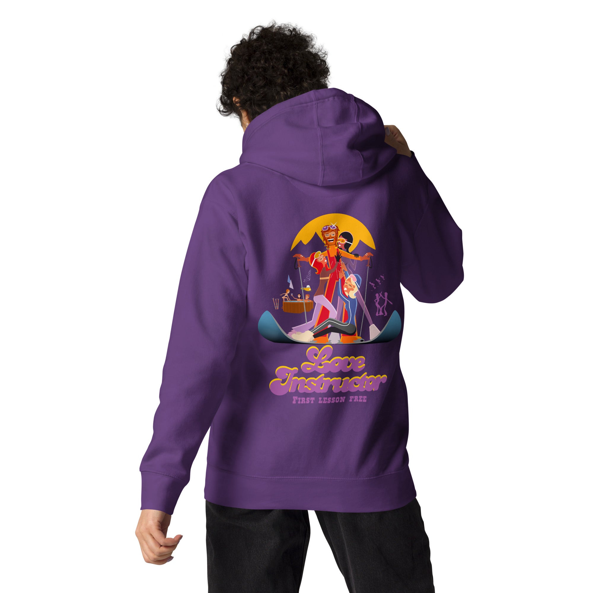 Sweat à capuche unisexe en coton Love Instructor First Lesson free grand motif dans le dos