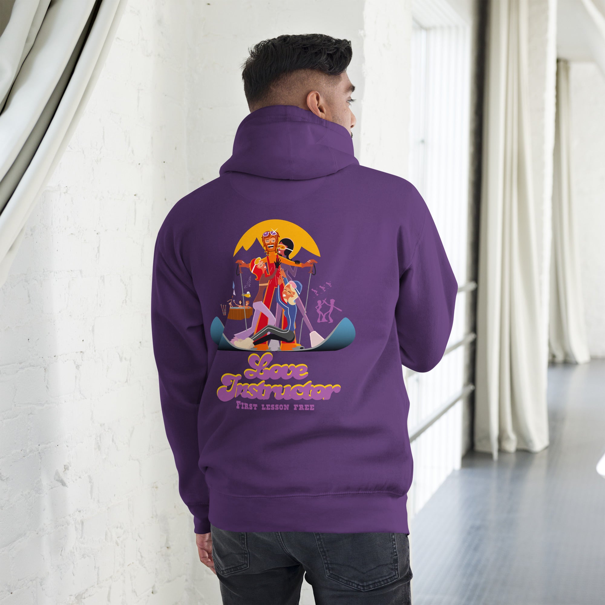 Sweat à capuche unisexe en coton Love Instructor First Lesson free grand motif dans le dos