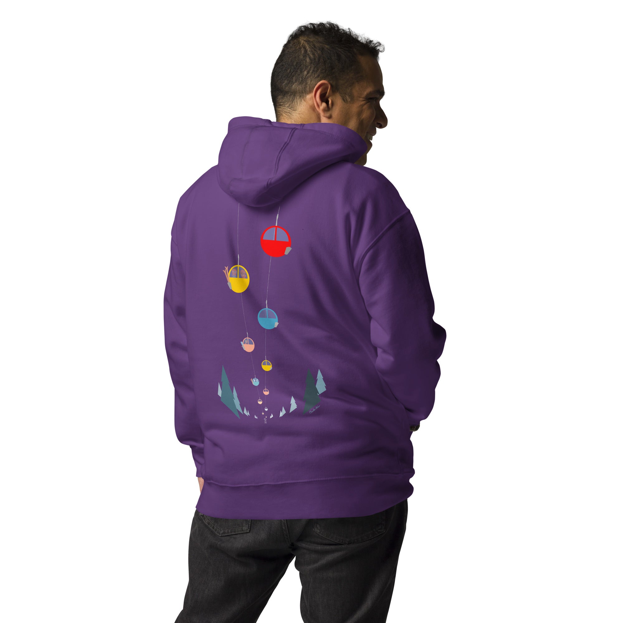 Sweat à capuche unisexe en coton Gondolas in the mist (face & dos)