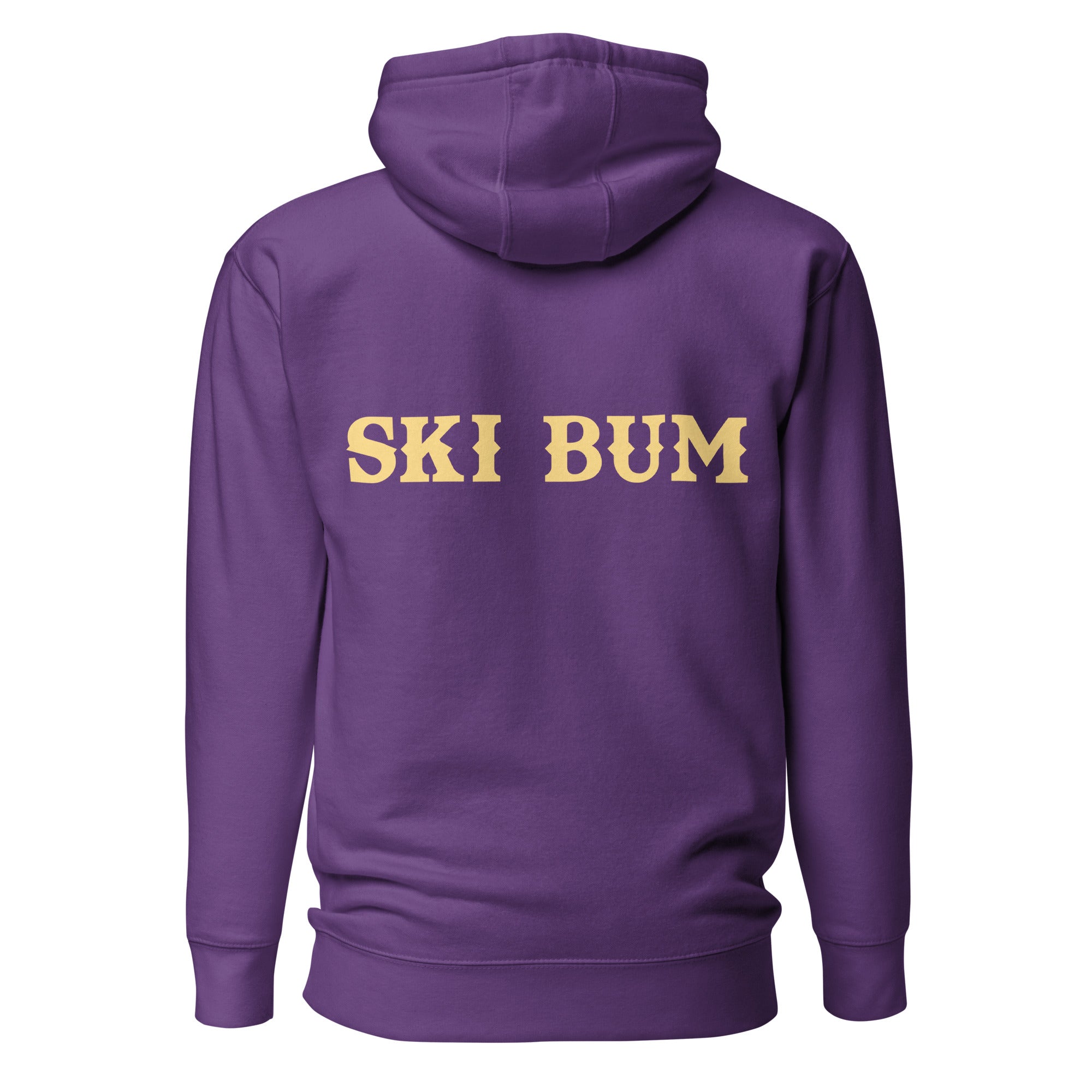 Sweat à capuche unisexe en coton Ski Bum texte clair (face & dos)