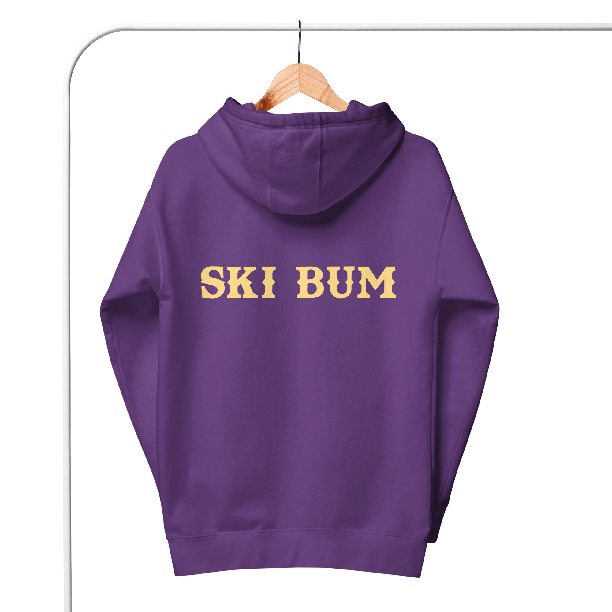 Sweat à capuche unisexe en coton Ski Bum texte clair (face & dos)
