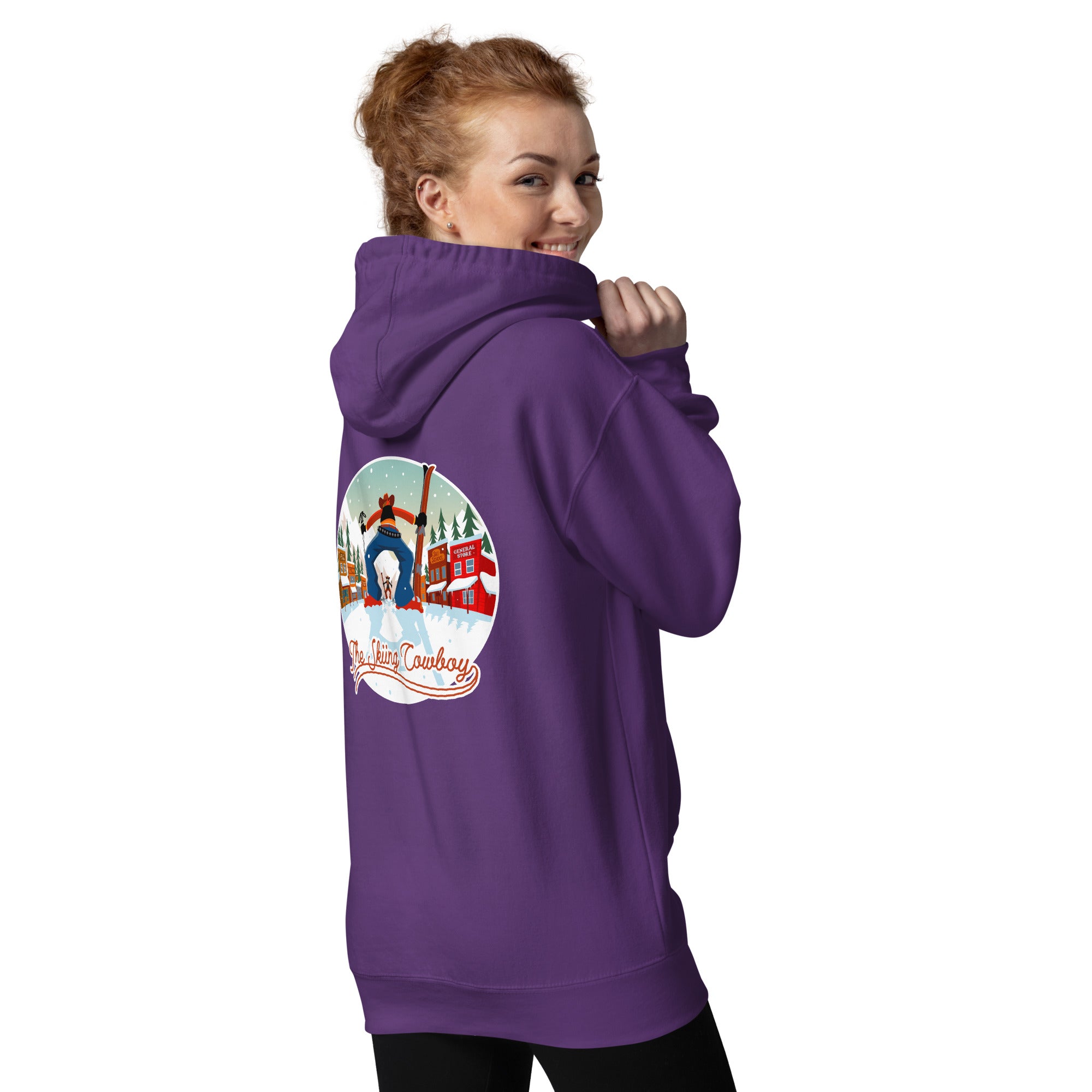 Sweat à capuche unisexe en coton Ski Fight at OK Corral (face & dos)