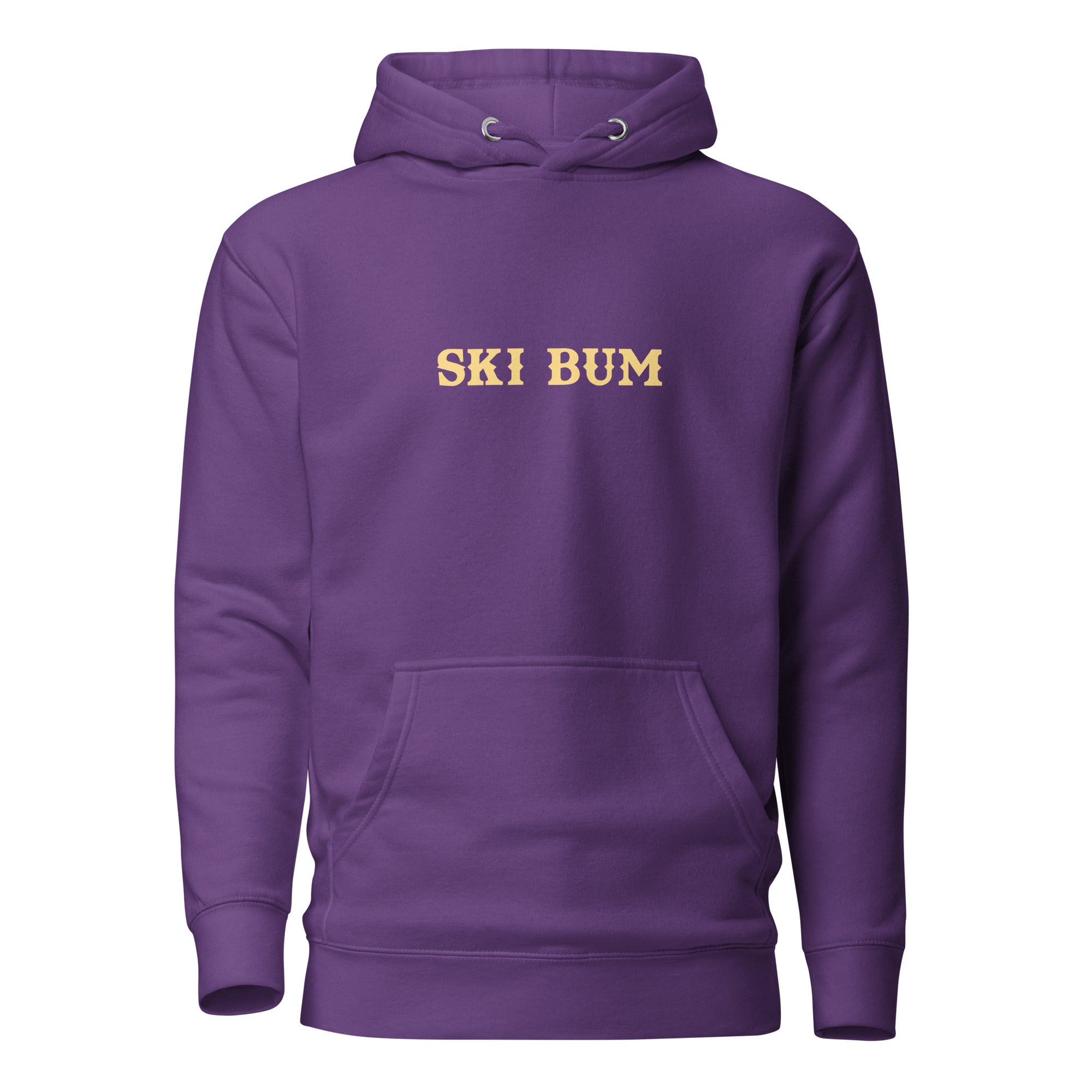 Sweat à capuche unisexe en coton Ski Bum texte clair (face & dos)