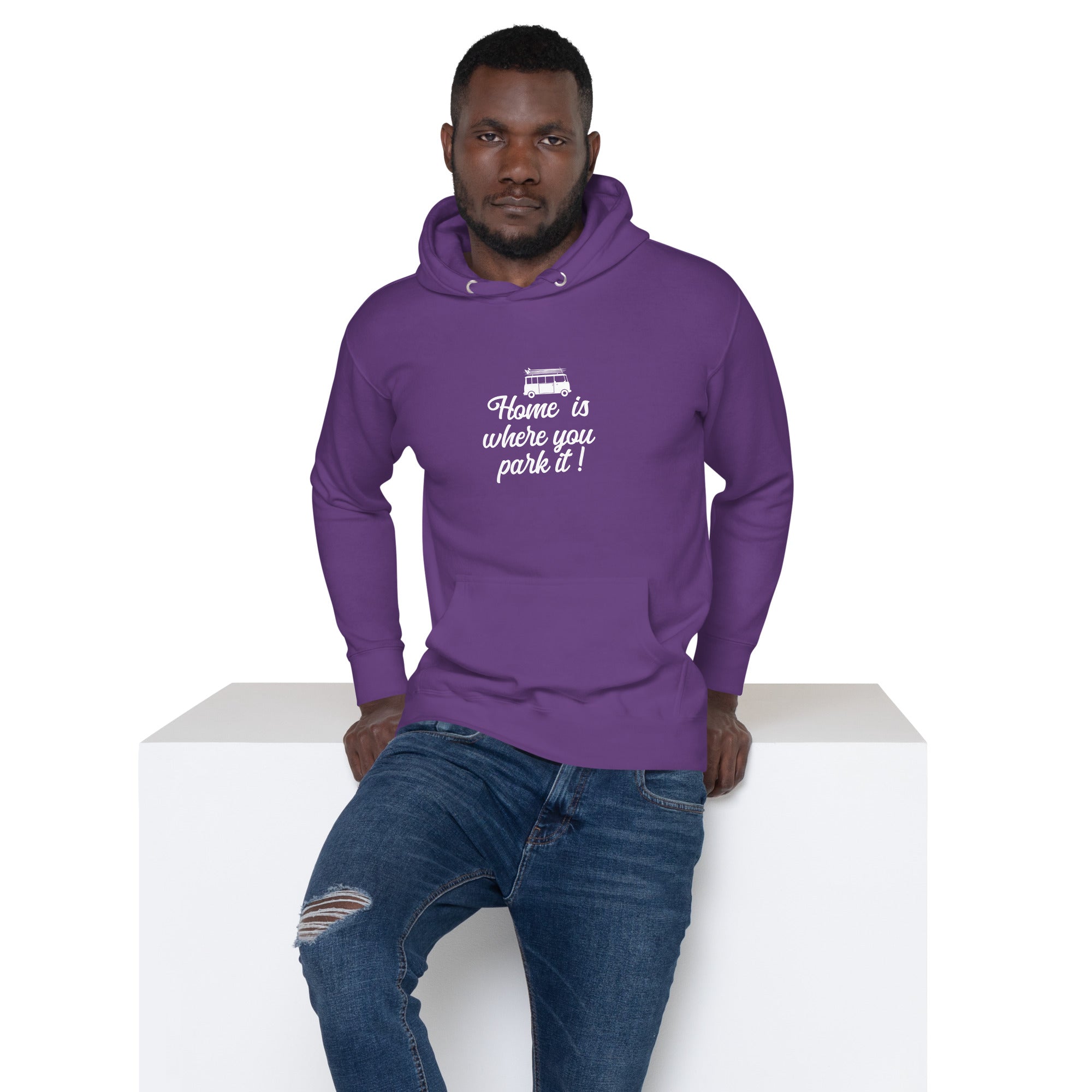 Unisex Cotton Hoodie White Surf Combi Home is where you park it