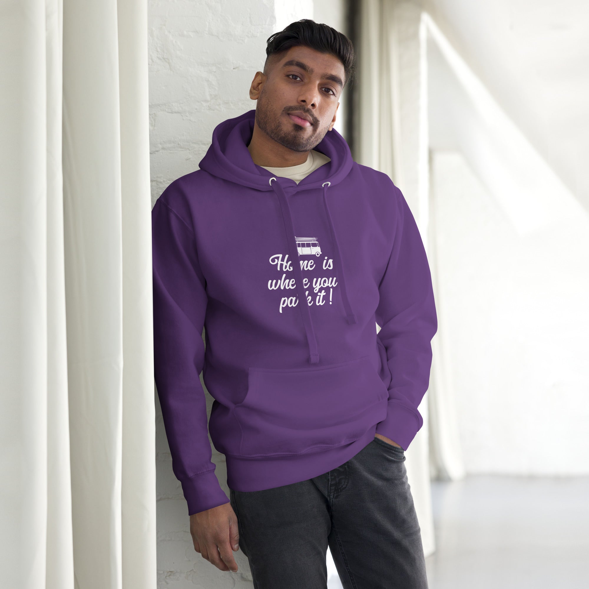 Unisex Cotton Hoodie White Surf Combi Home is where you park it