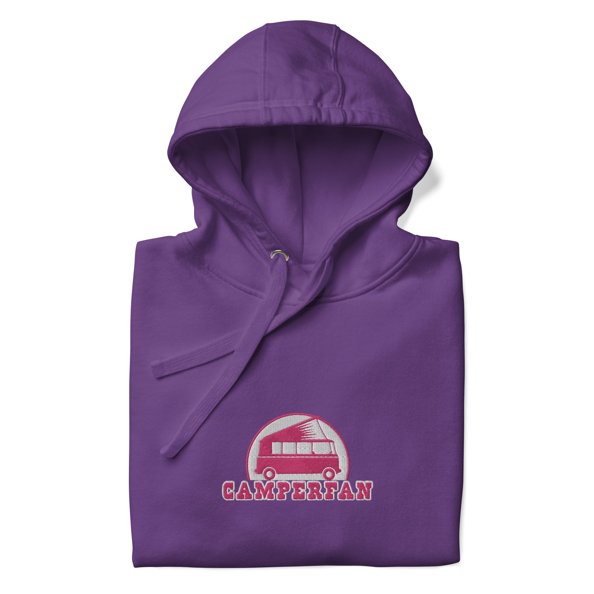 Unisex Cotton Hoodie Camperfan flamingo/white embroidered pattern