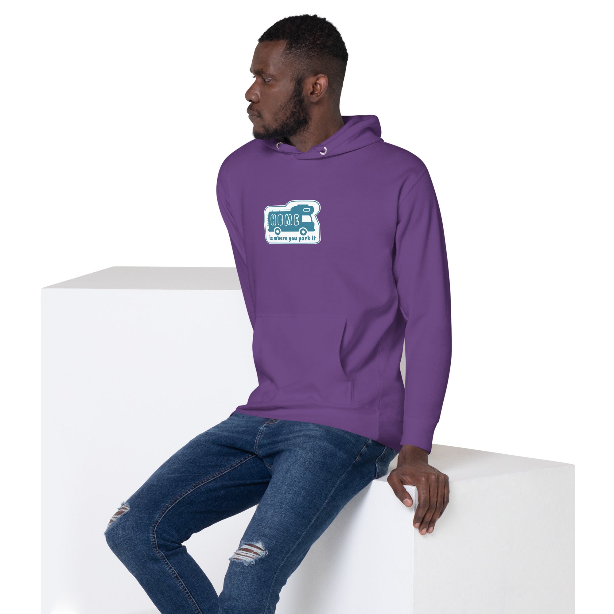 Unisex Cotton Hoodie Blue Camper Van Home is where you park it