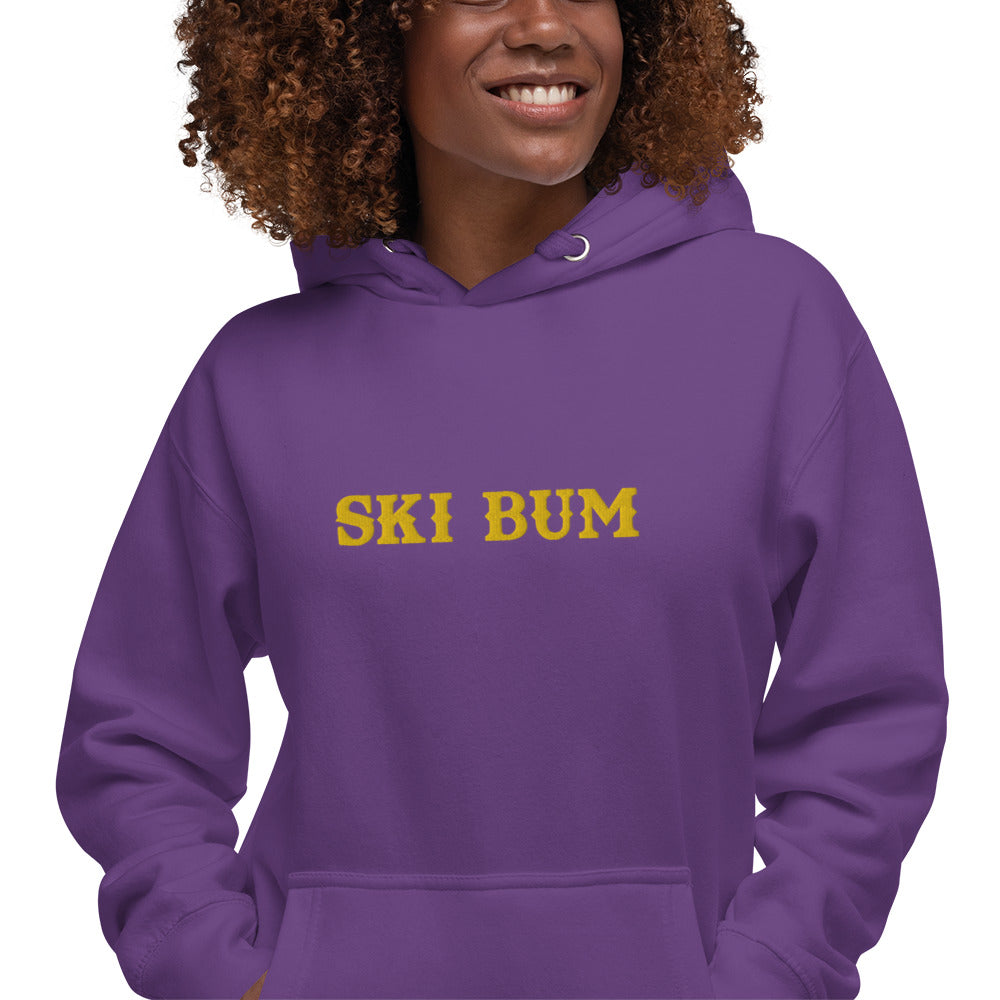 Sweat à capuche unisexe en coton Ski Bum Gold brodé