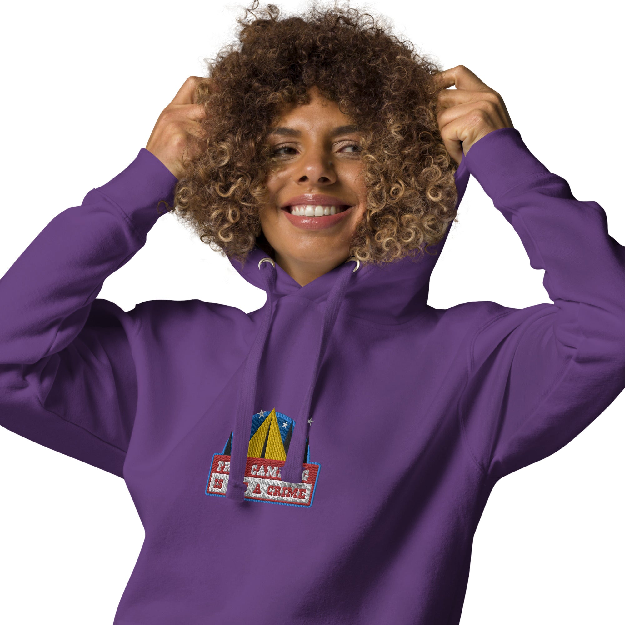 Unisex Cotton Hoodie Free camping is not a crime graphic embroidered pattern