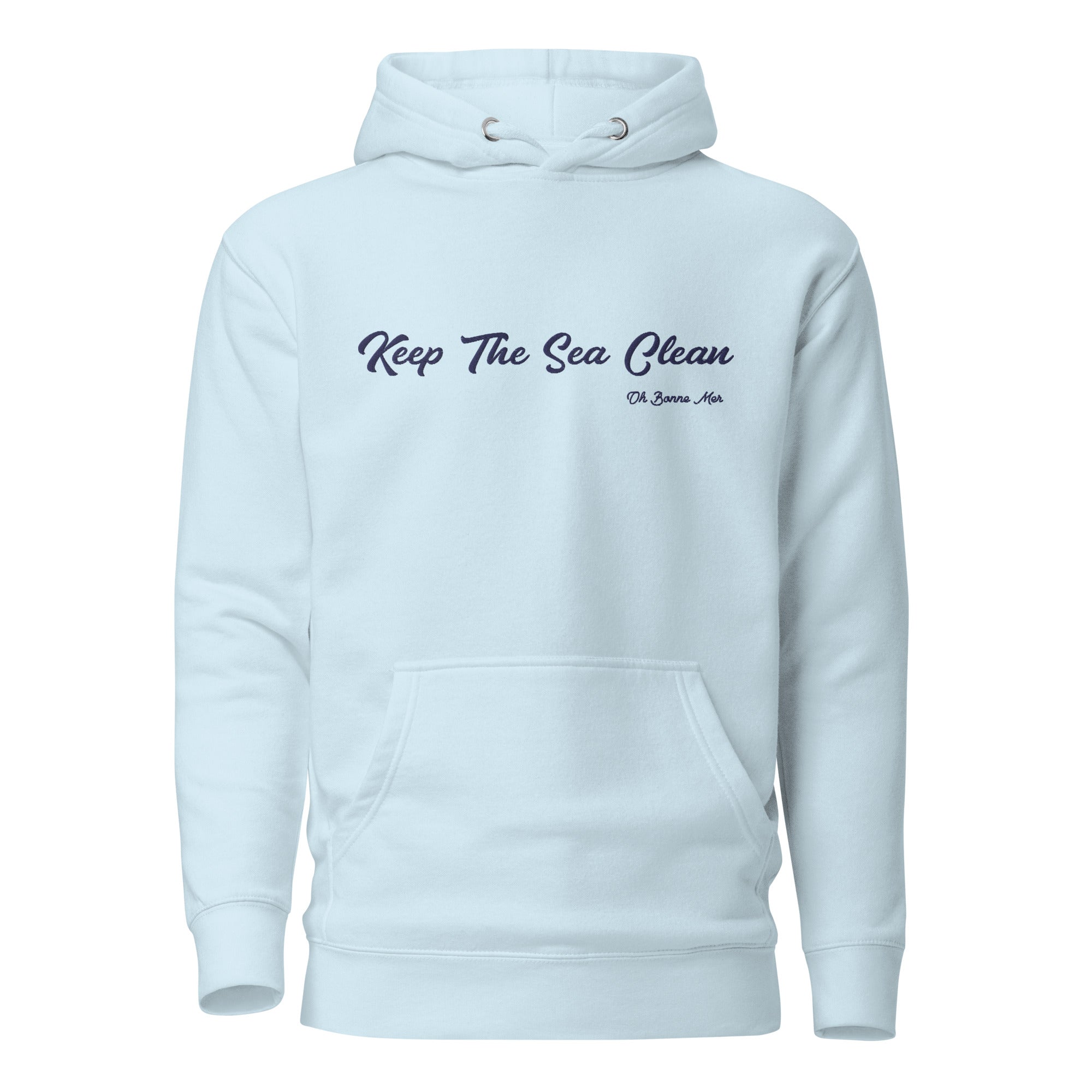 Sweat à capuche unisexe en coton Keep The Sea Clean grand motif brodé navy