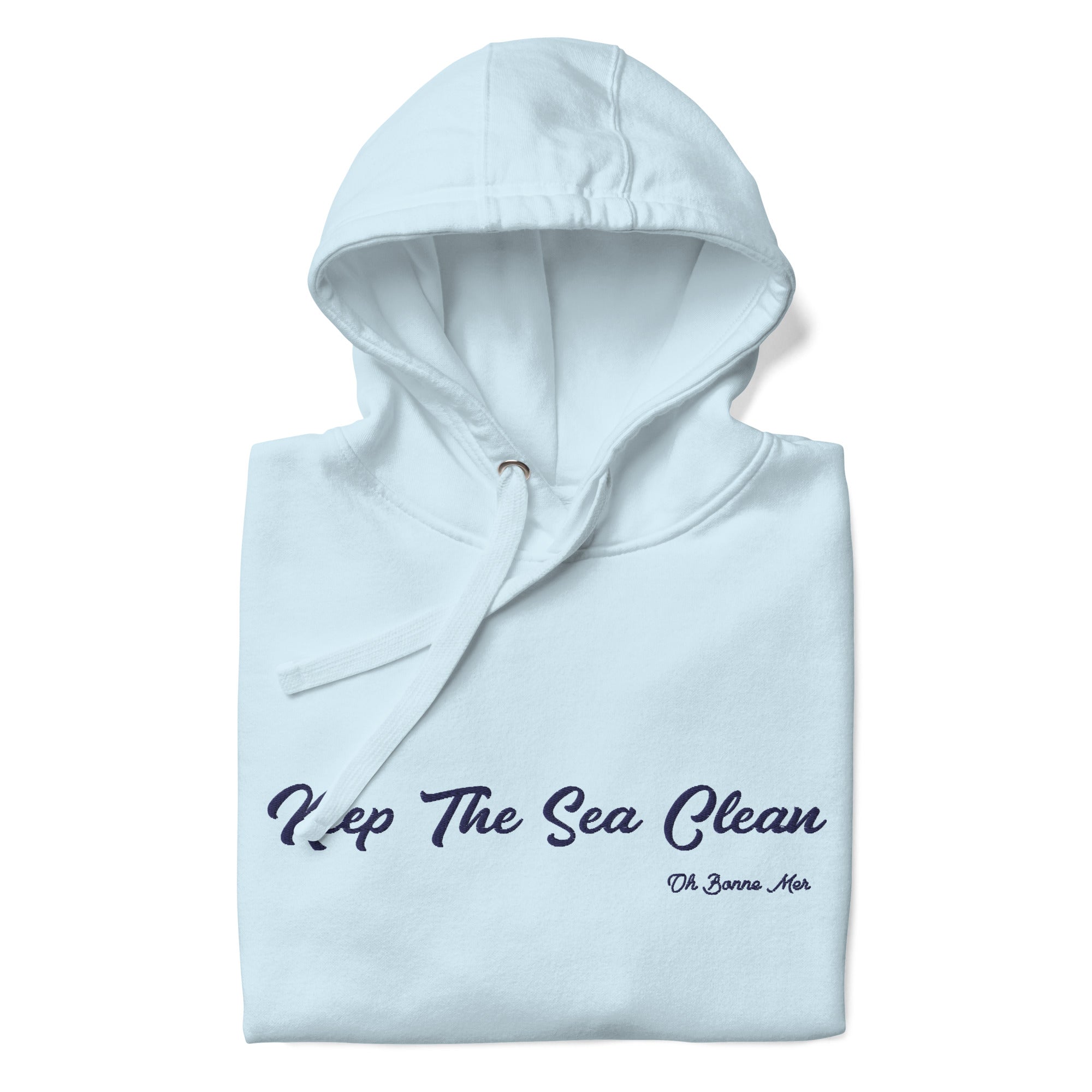 Sweat à capuche unisexe en coton Keep The Sea Clean grand motif brodé navy
