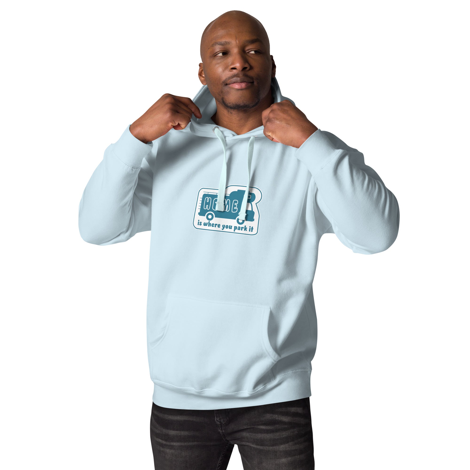 Unisex Cotton Hoodie Blue Camper Van Home is where you park it