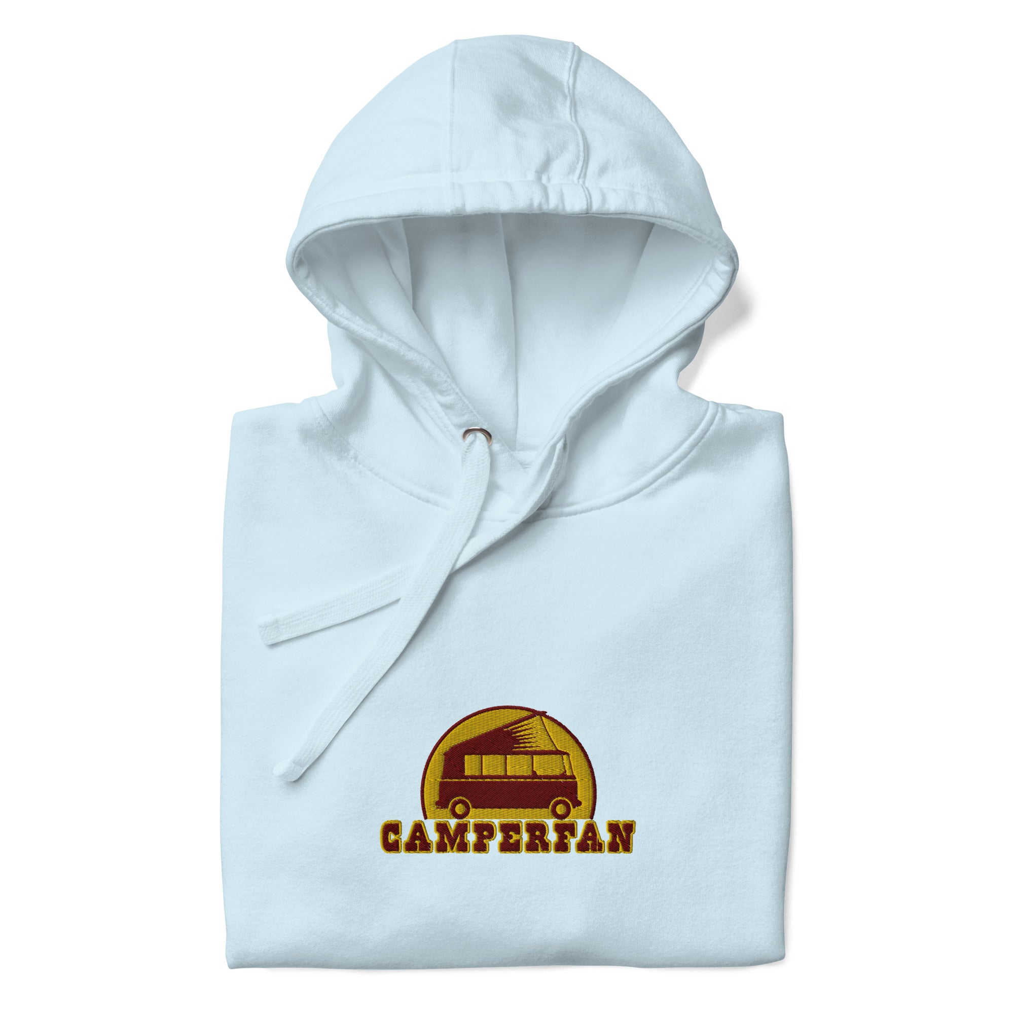 Unisex Cotton Hoodie Camperfan marroon/yellow embroidered pattern