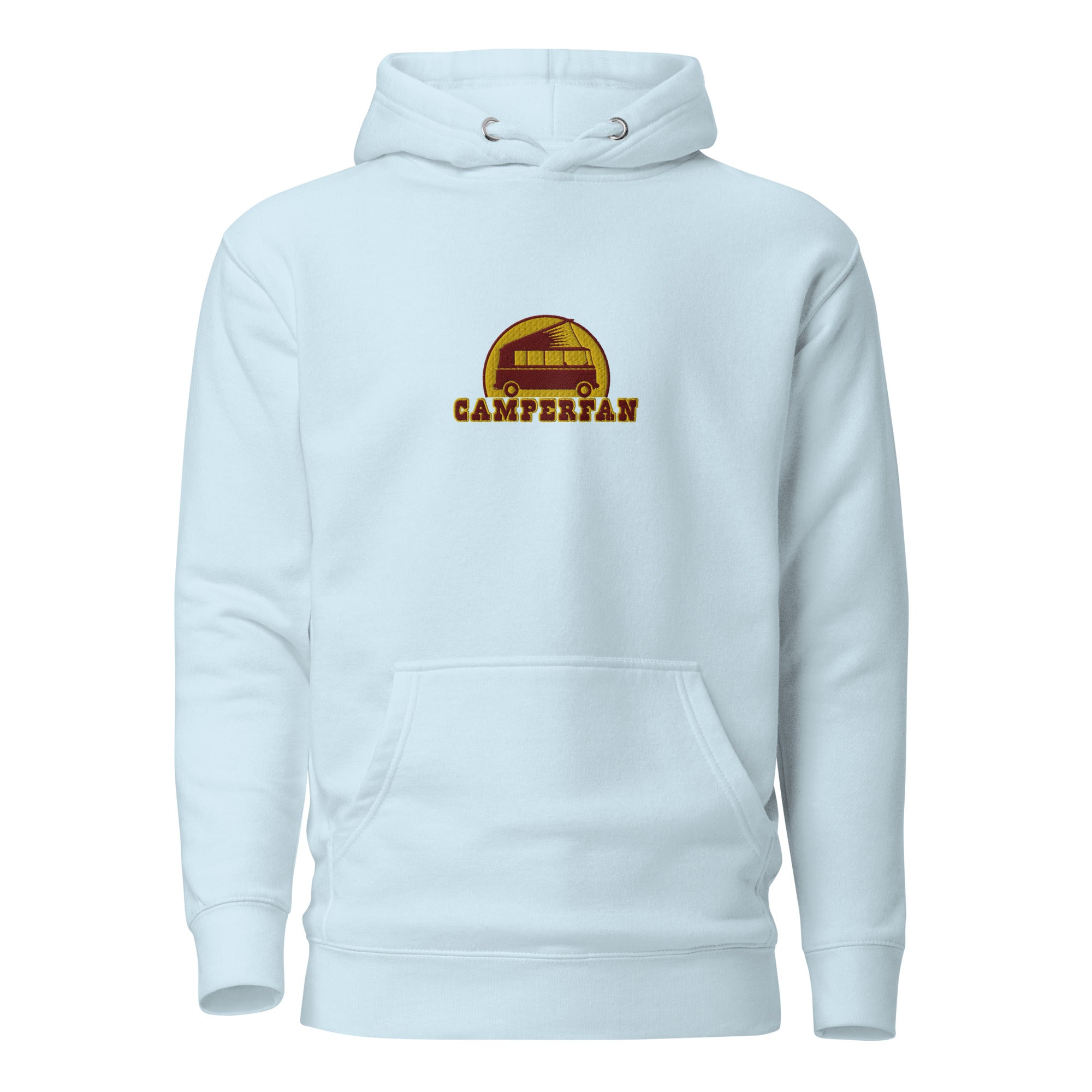 Unisex Cotton Hoodie Camperfan marroon/yellow embroidered pattern