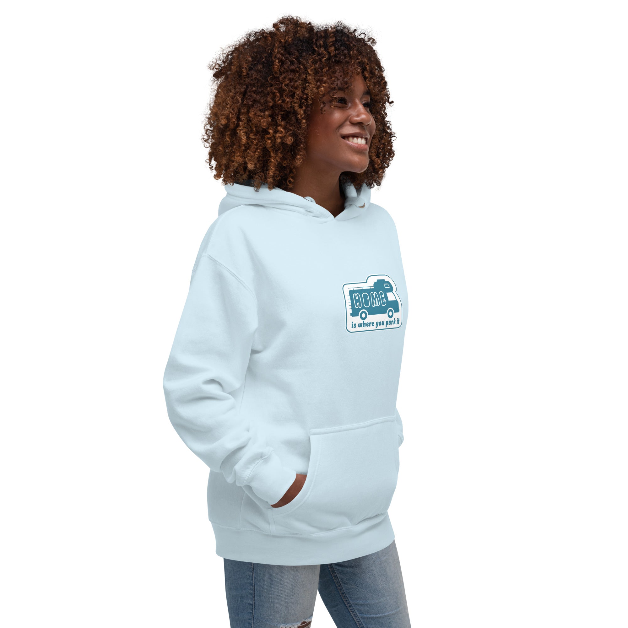 Unisex Cotton Hoodie Blue Camper Van Home is where you park it