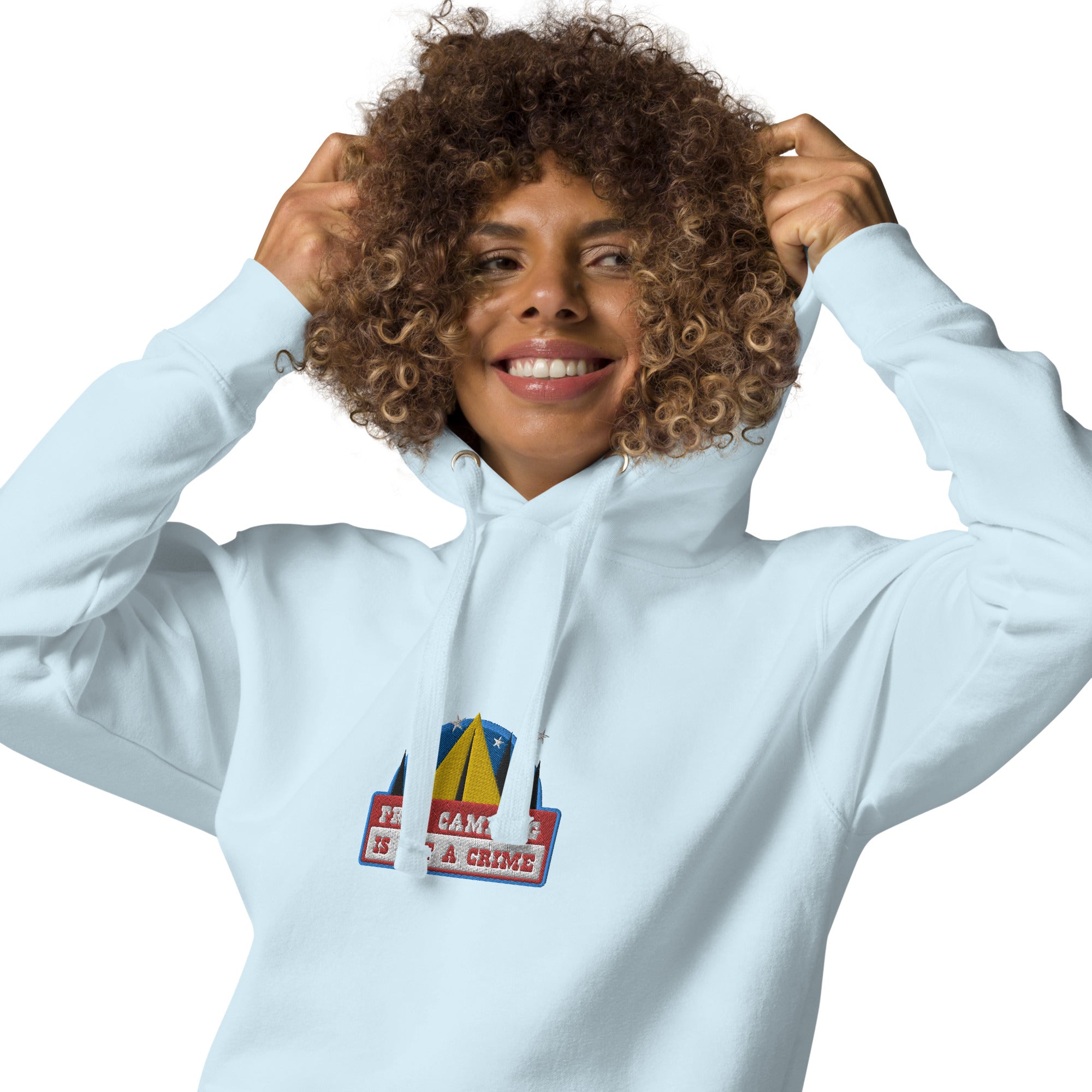 Unisex Cotton Hoodie Free camping is not a crime graphic embroidered pattern